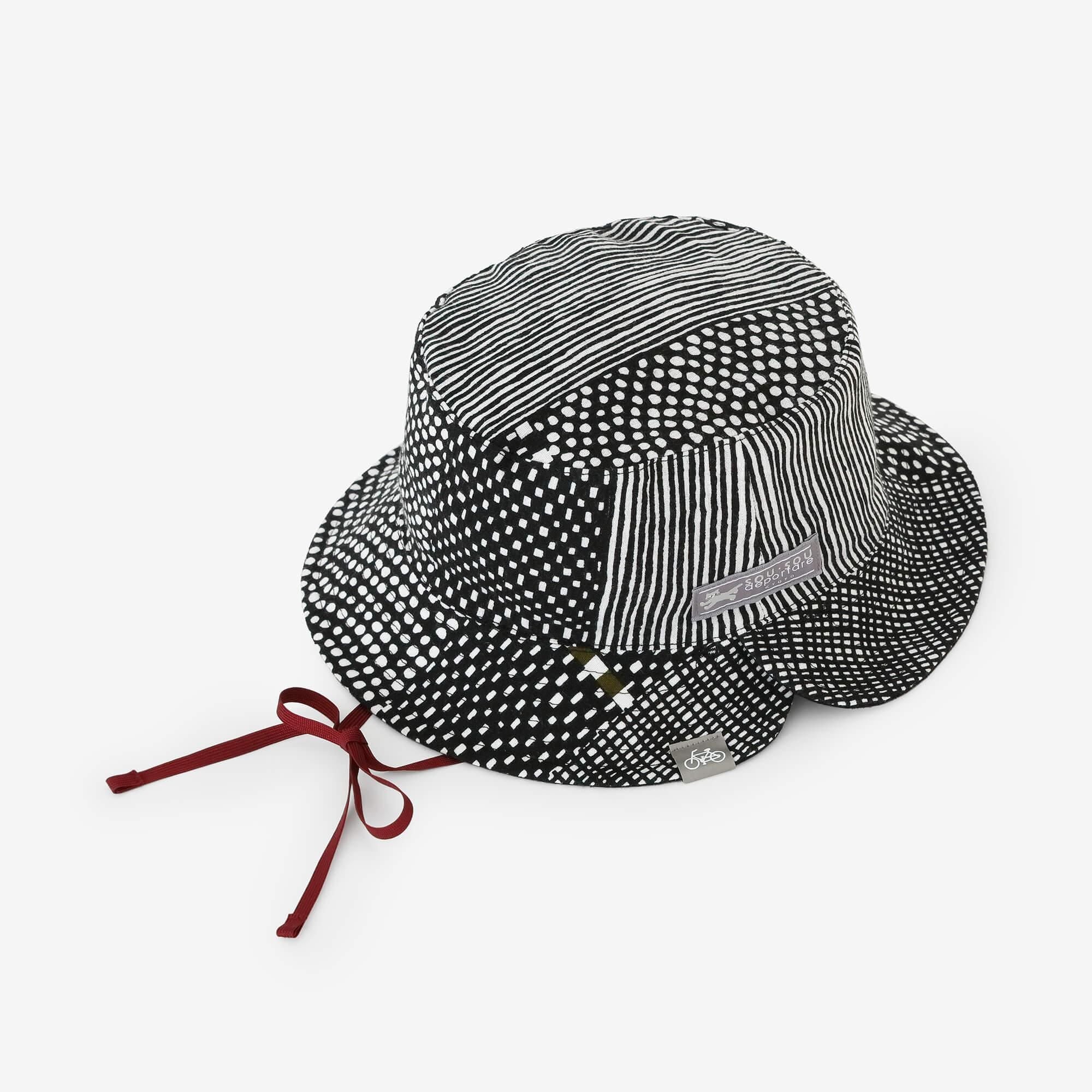 Chizimi Cotton 20/20 Reversible BIKE HAT / Lines and Dots Ink Black