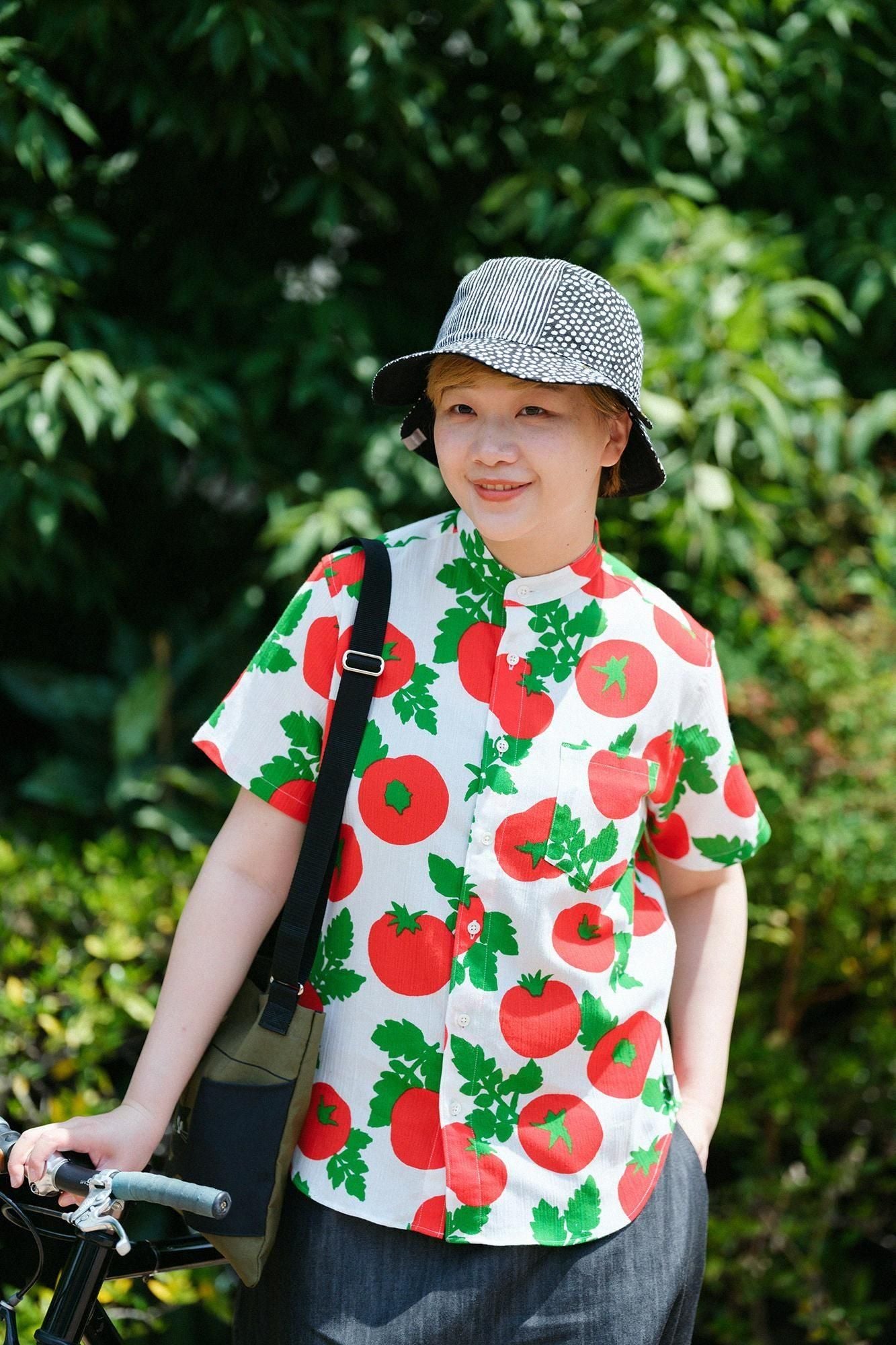 Chizimi Cotton 20/20 Reversible BIKE HAT / Lines and Dots Ink Black