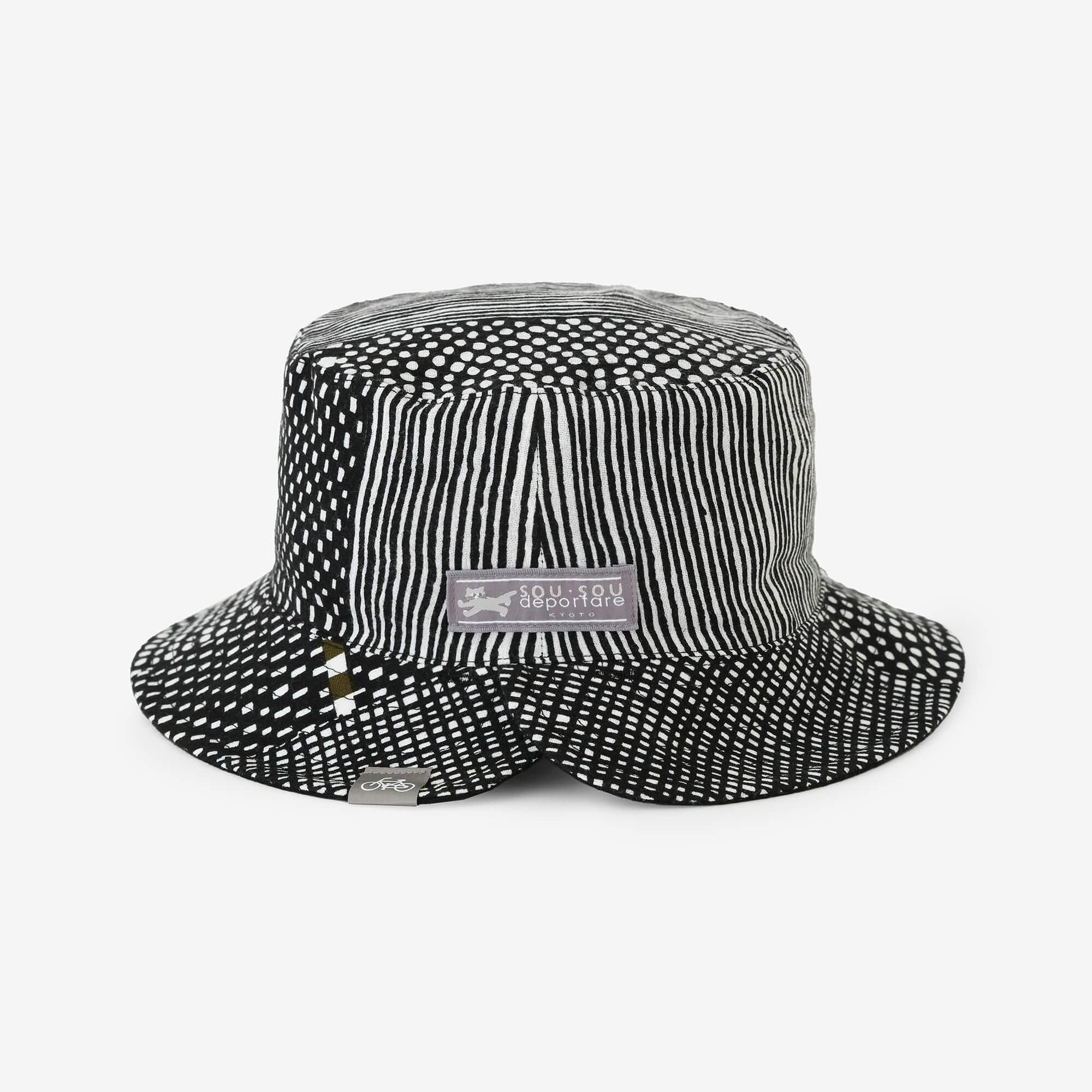 Chizimi Cotton 20/20 Reversible BIKE HAT / Lines and Dots Ink Black