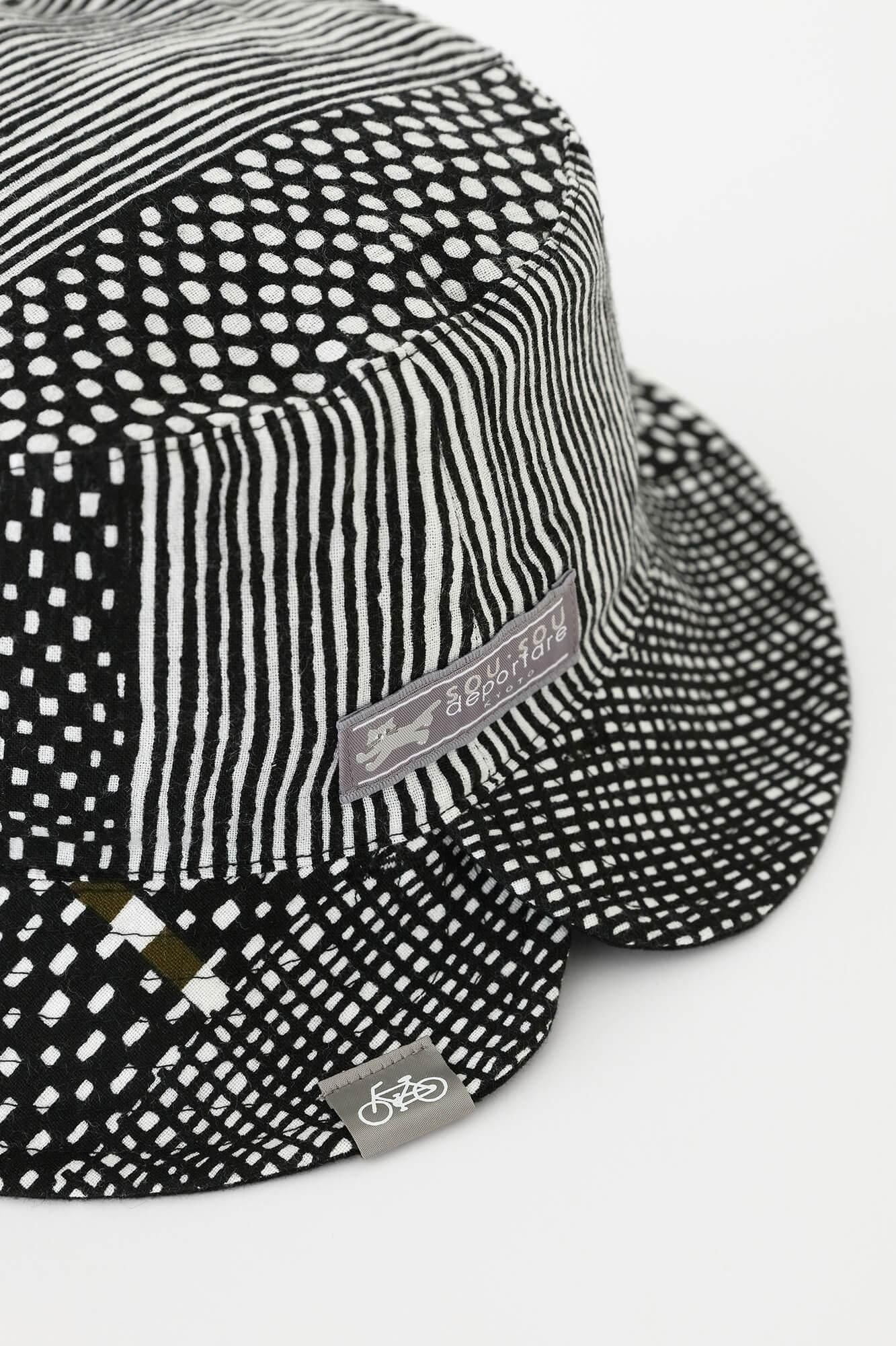 Chizimi Cotton 20/20 Reversible BIKE HAT / Lines and Dots Ink Black