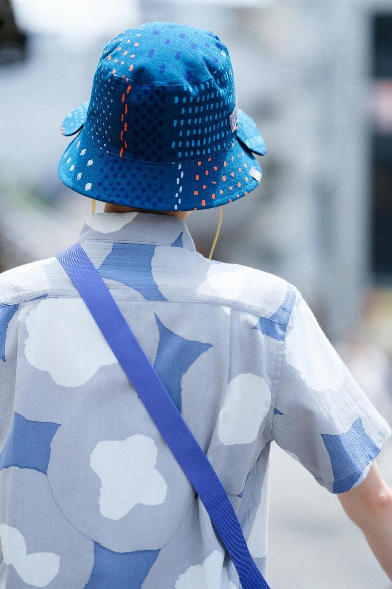 高島縮棉 20/20雙面用BIKE 帽子/冰雹條紋
