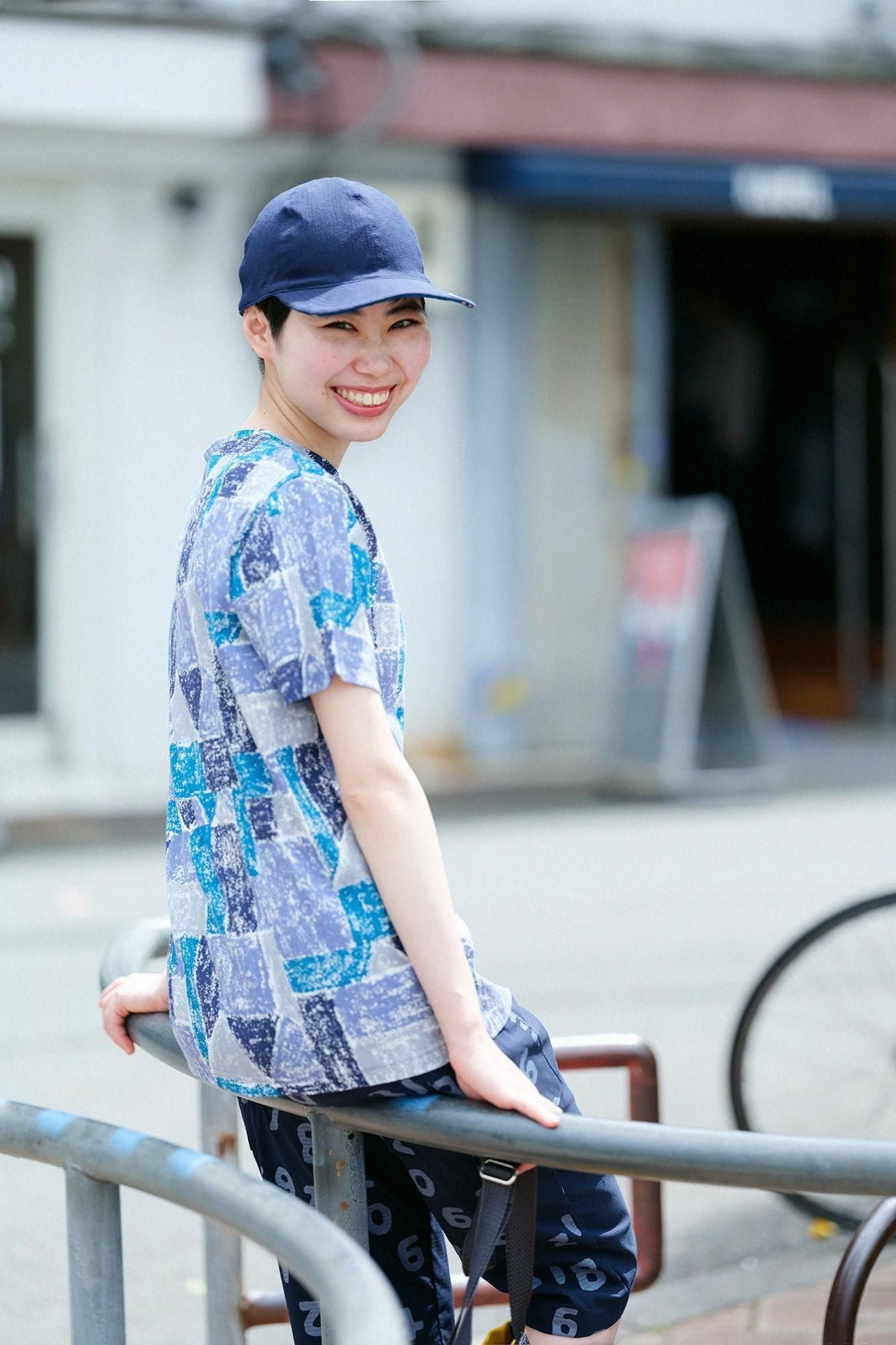 高島縮棉 20/20雙面用鴨舌帽/冰雹條紋