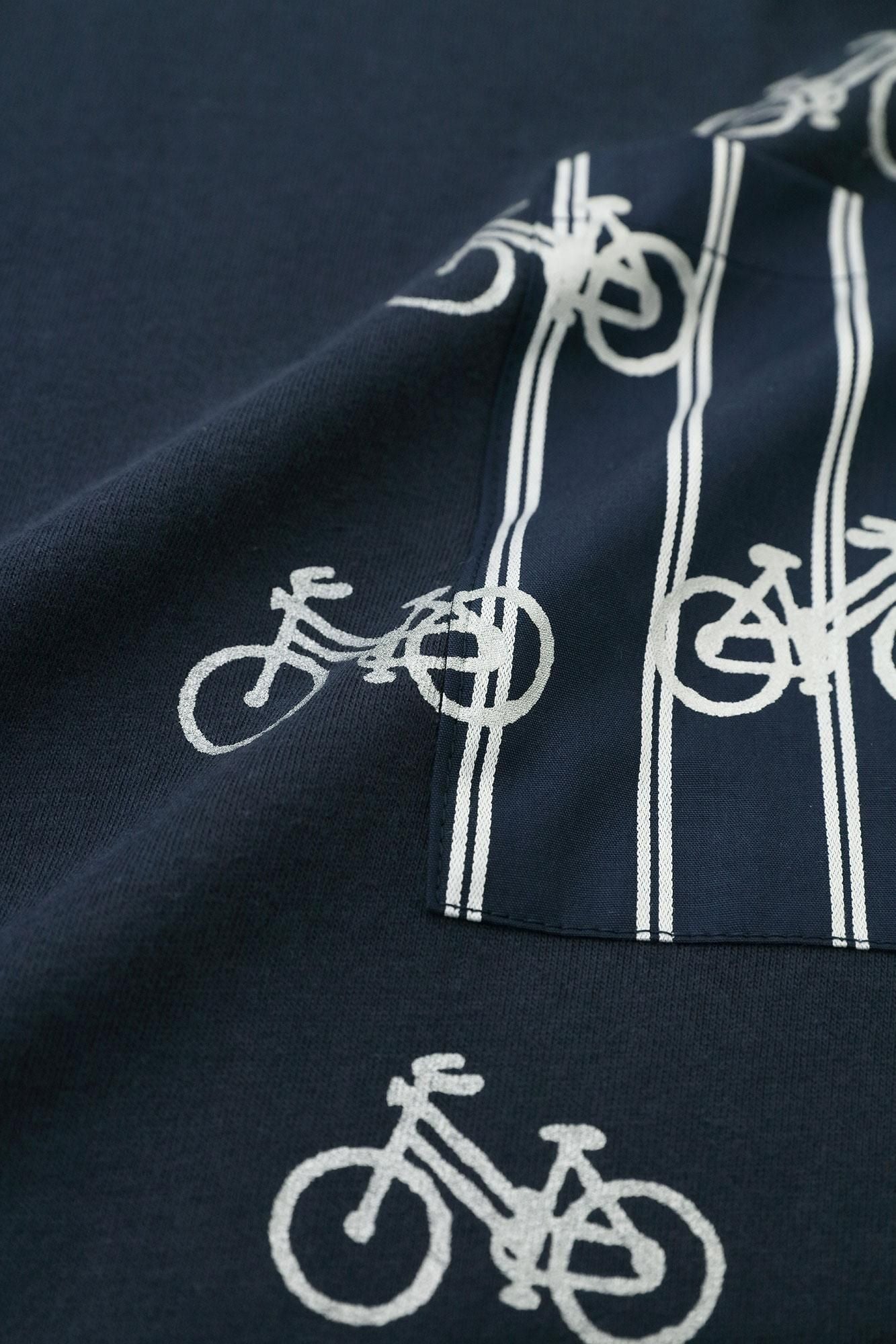 短袖口袋T-shirt [5.0] /都會藍x單車圖案