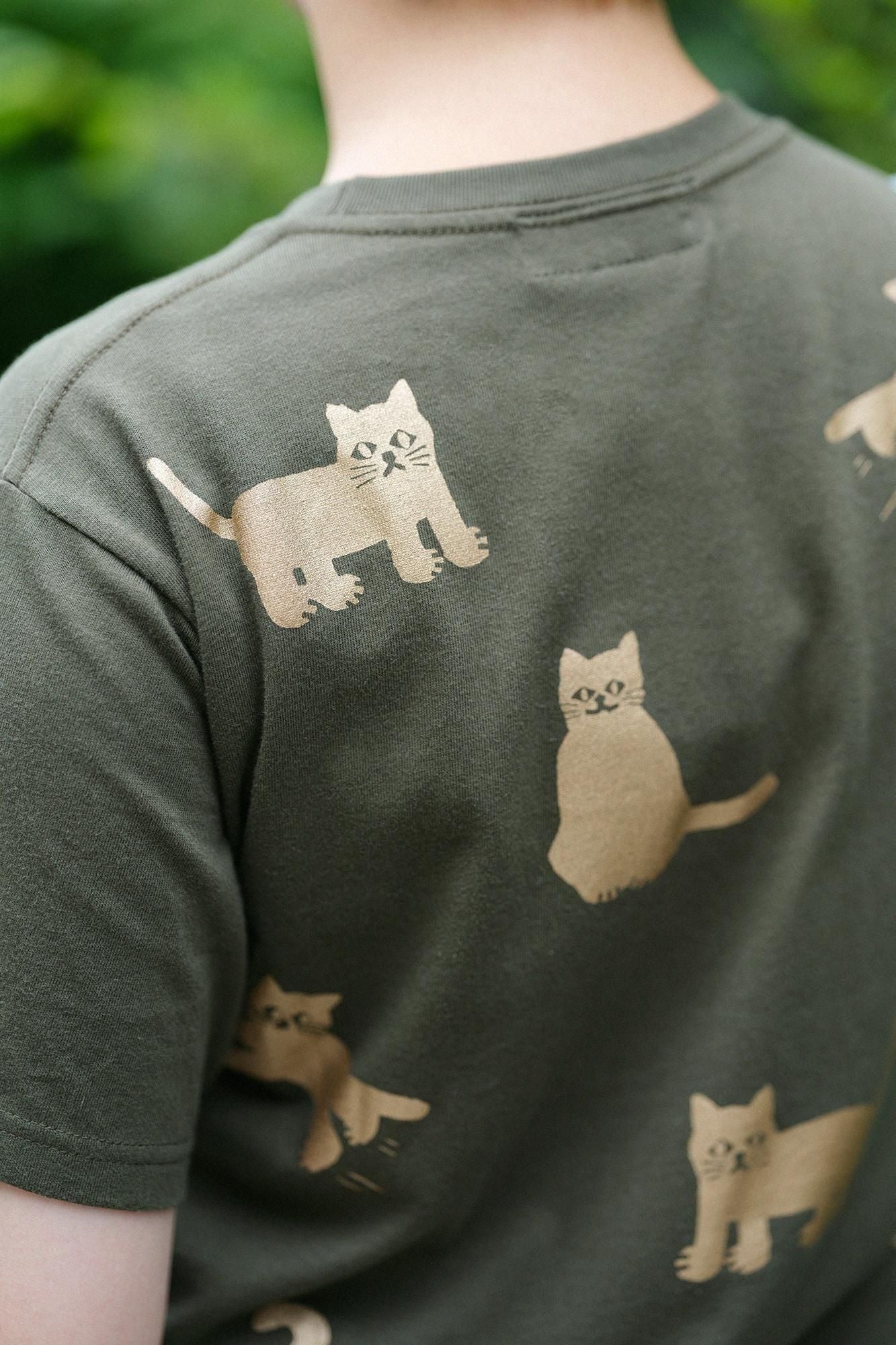 貓咪短袖T-shirt [5.0] /軍綠色
