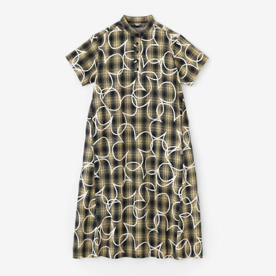 亞麻格子BIKE 連身裙/四葉草