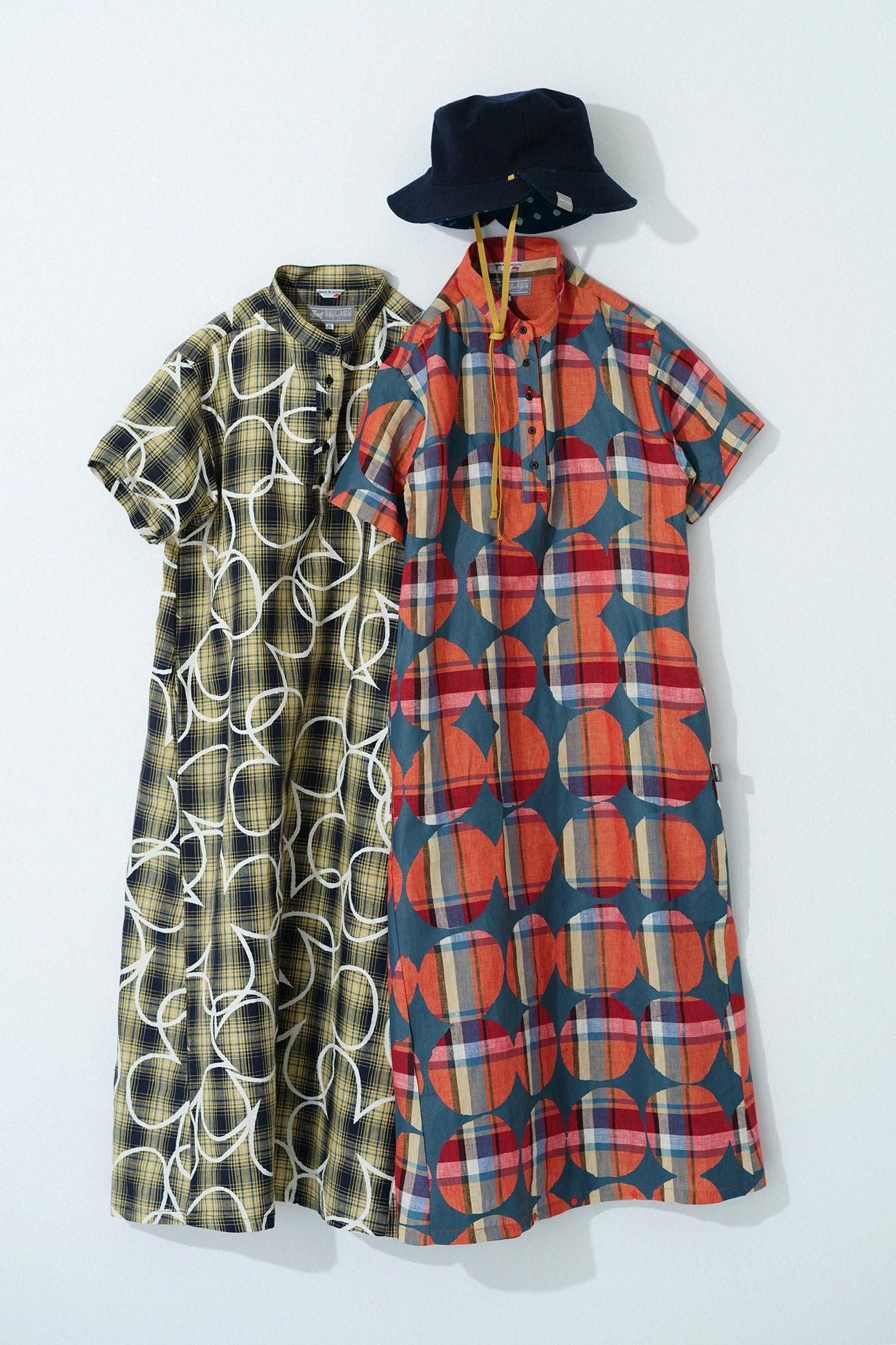 亞麻格子BIKE 連身裙/四葉草