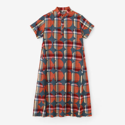 亞麻格子BIKE 連身裙/彈珠