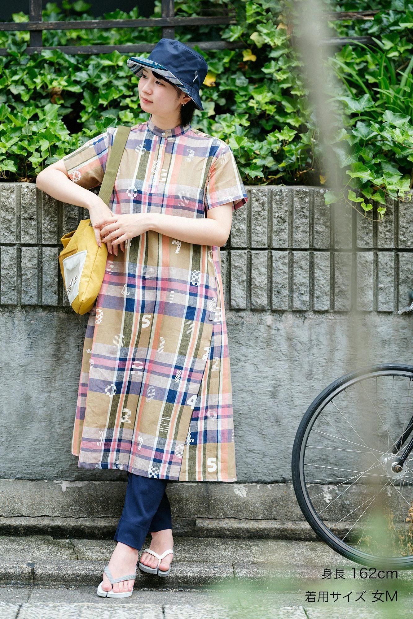 Linen Check BIKE One-piece Dress / SOU・SOU Kyoto
