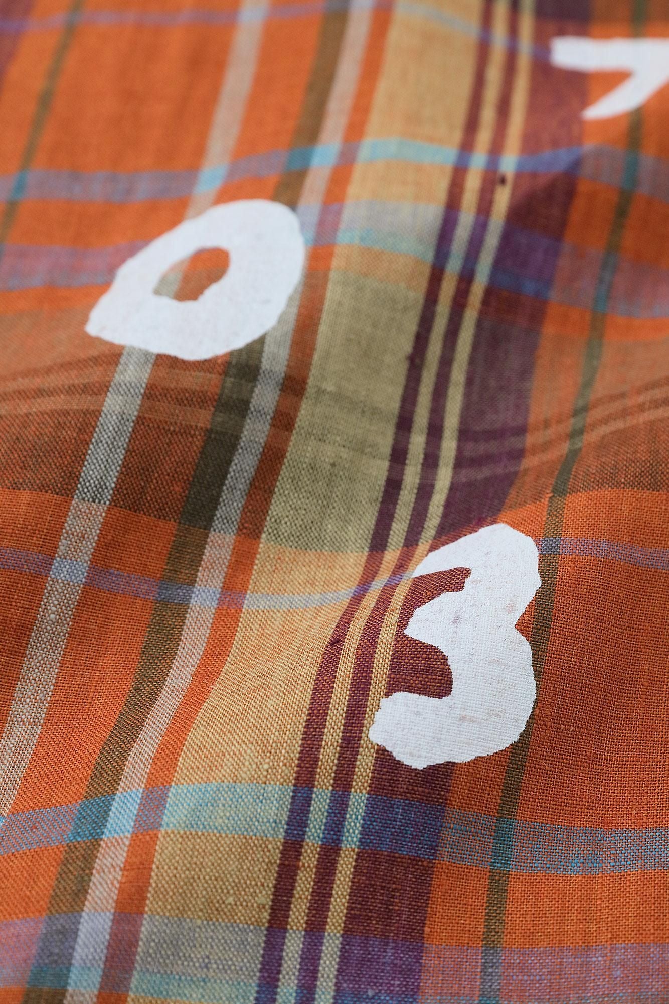 【net limited】Linen Check Short Sleeve Shirt / SO-SU-U dark Orange x Yellow