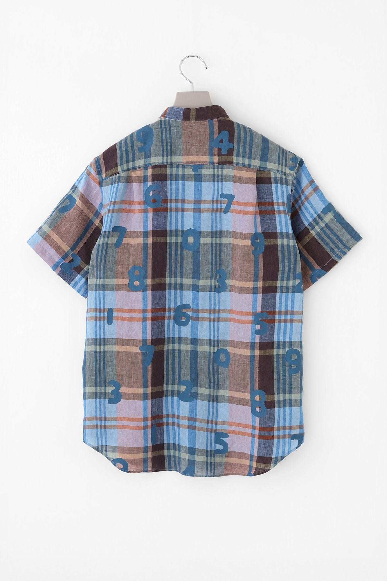 sou＊さま確認用 net限定】リネンチェック 半袖シャツ／SO-SU-U スチールブルー