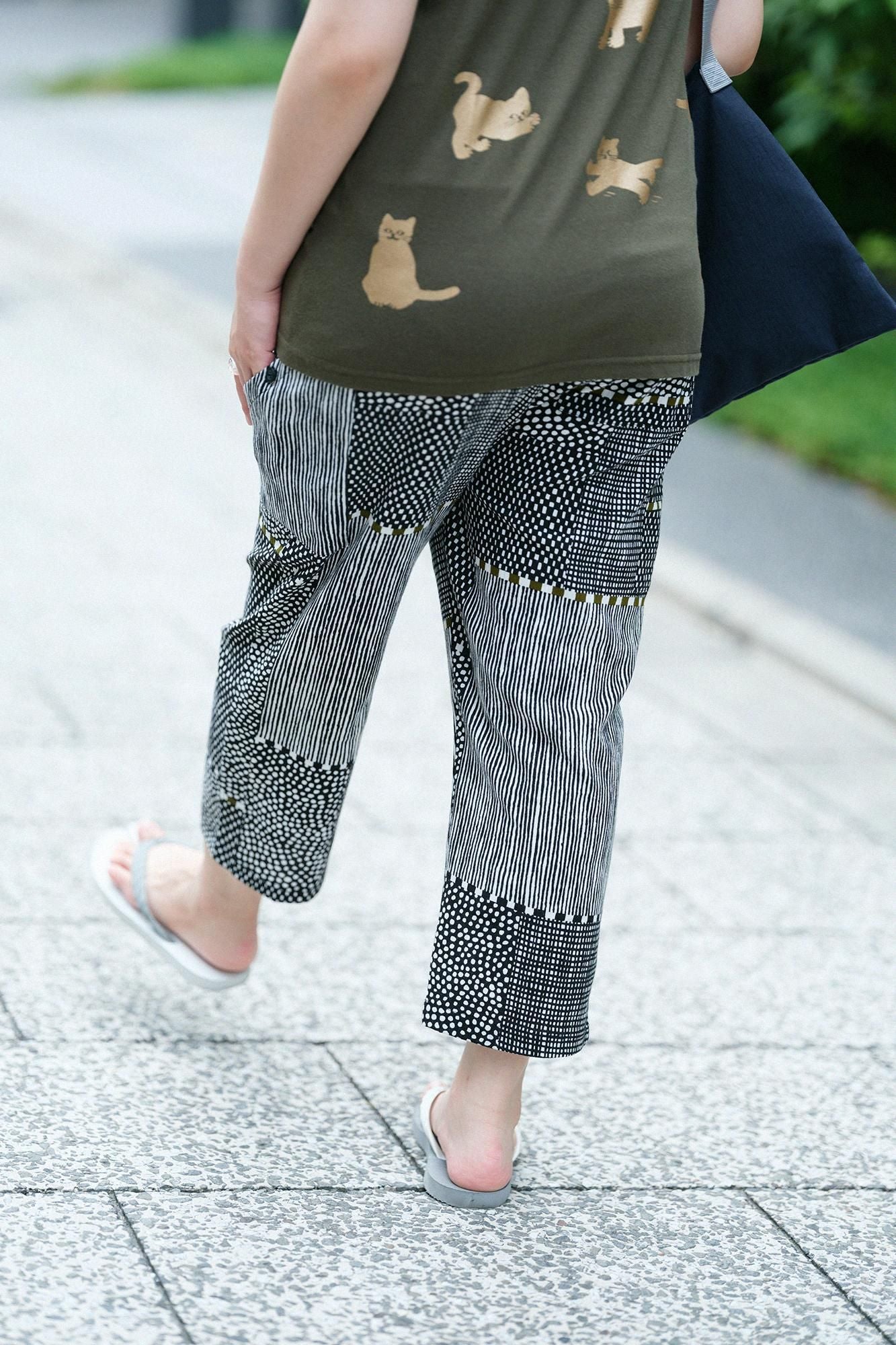 Chizimi Cotton 20/20 BIKE Steteco / Lines and Dots Ink Black