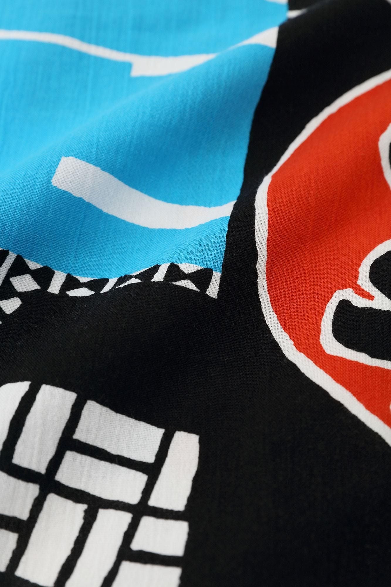 Chizimi Cotton 20/20 Stand Collar Short Sleeve Shirt / Hanten