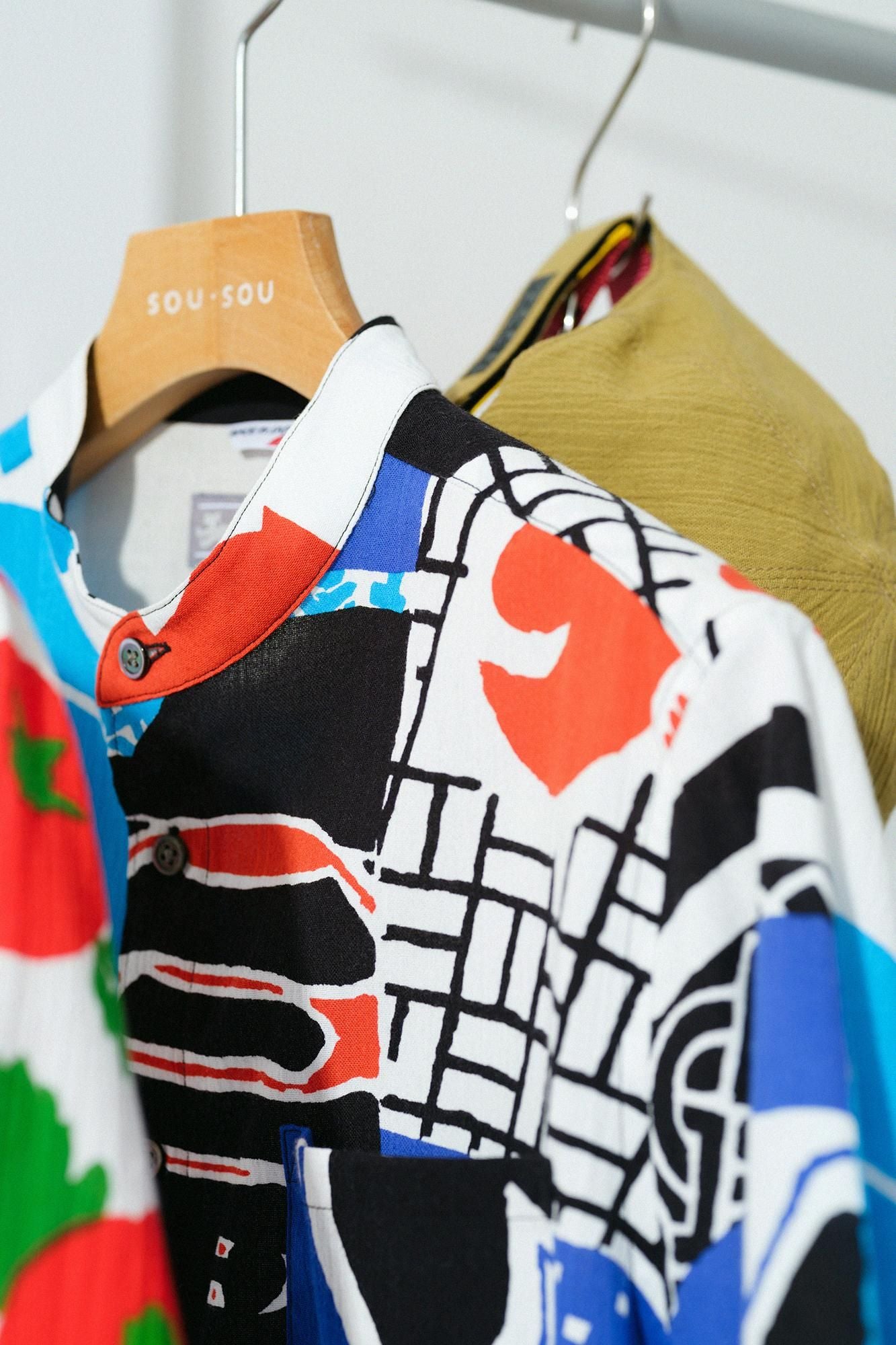 Chizimi Cotton 20/20 Stand Collar Short Sleeve Shirt / Hanten