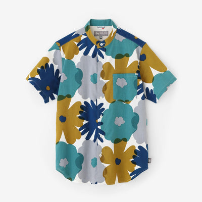 Chizimi Cotton 20/20 Stand Collar Short Sleeve Shirt / Oraka Multicolored