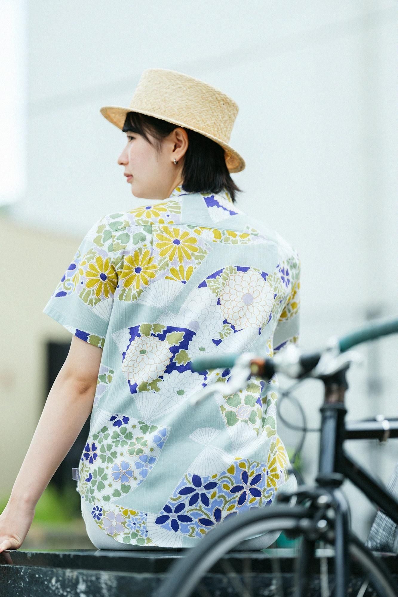 [仅在线] Takashima Sei 20/20支架套圈短袖衬衫/风扇（ougi）chigusa nezu