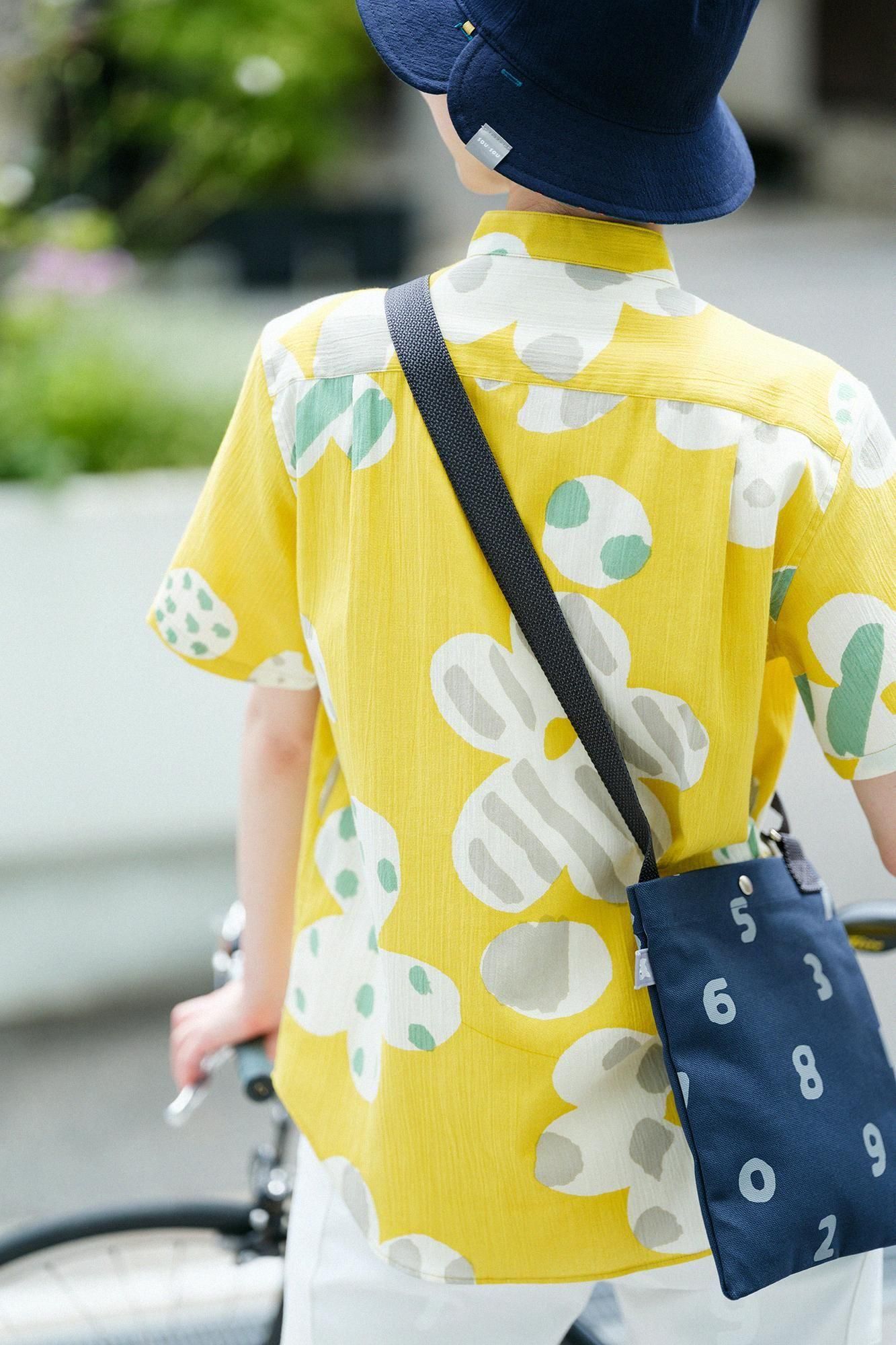 高島縮棉 20/20立領短袖襯衫/綻放