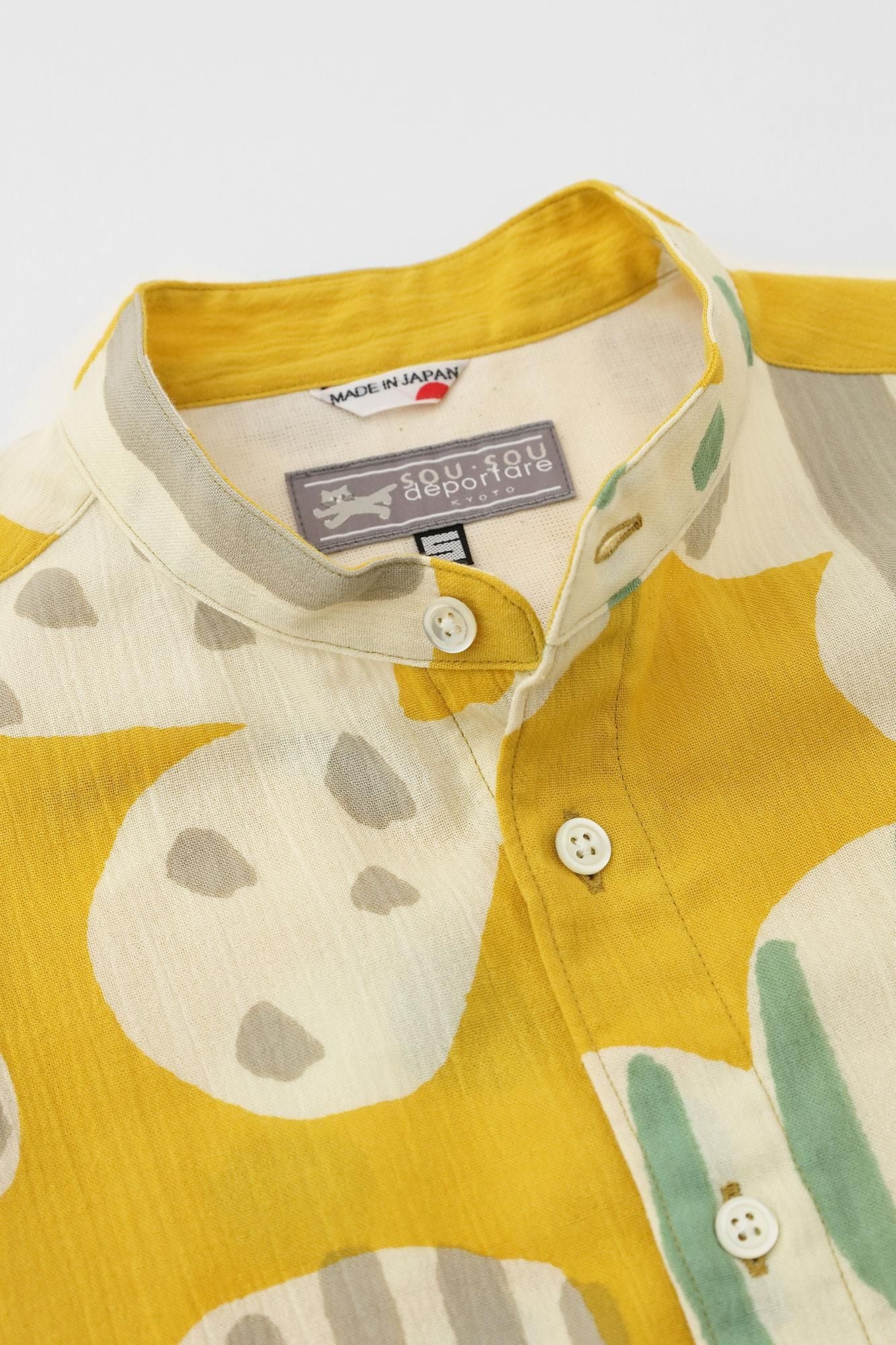 高島縮棉 20/20立領短袖襯衫/綻放