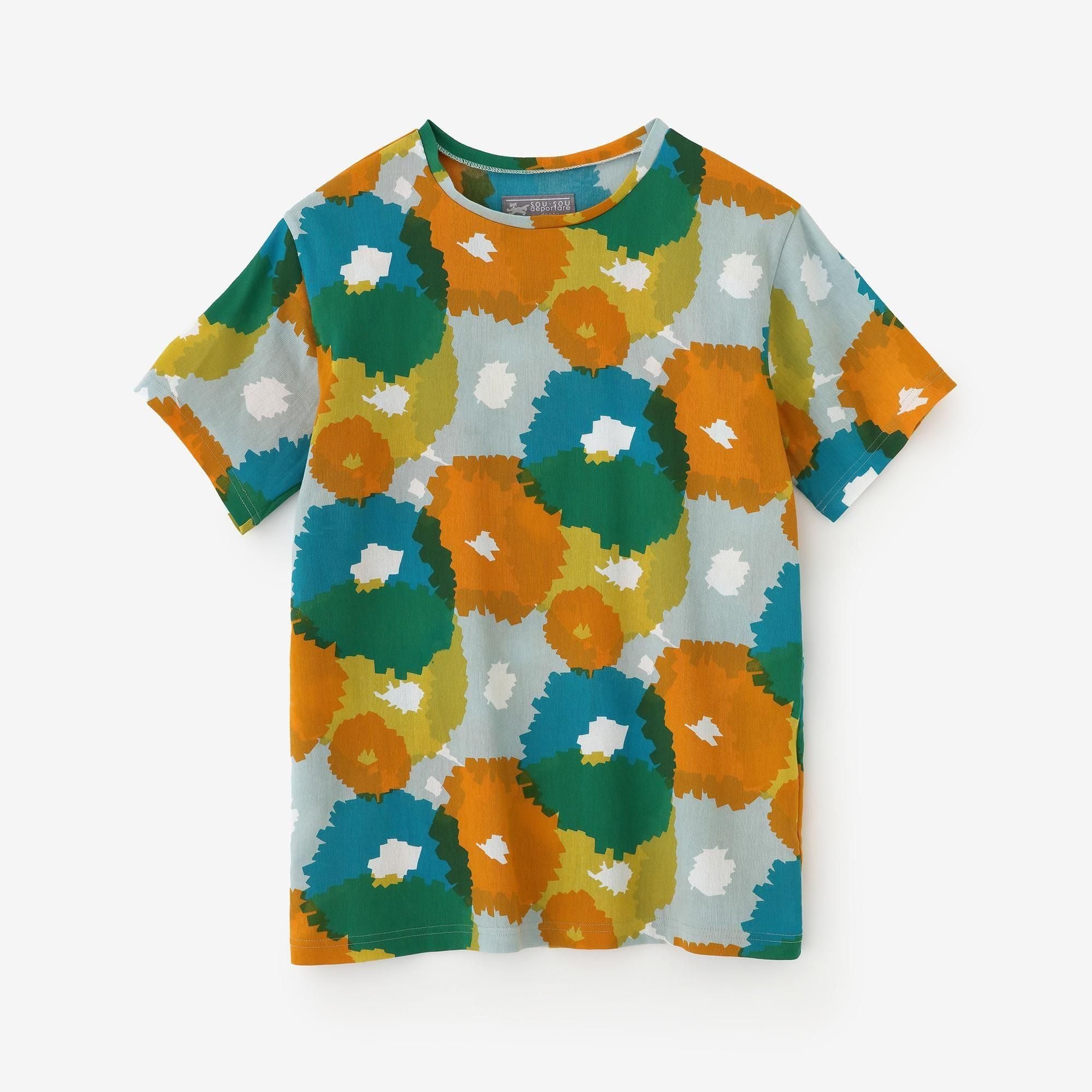 高島縮 40/40 半袖Tシャツ／咲きほこる