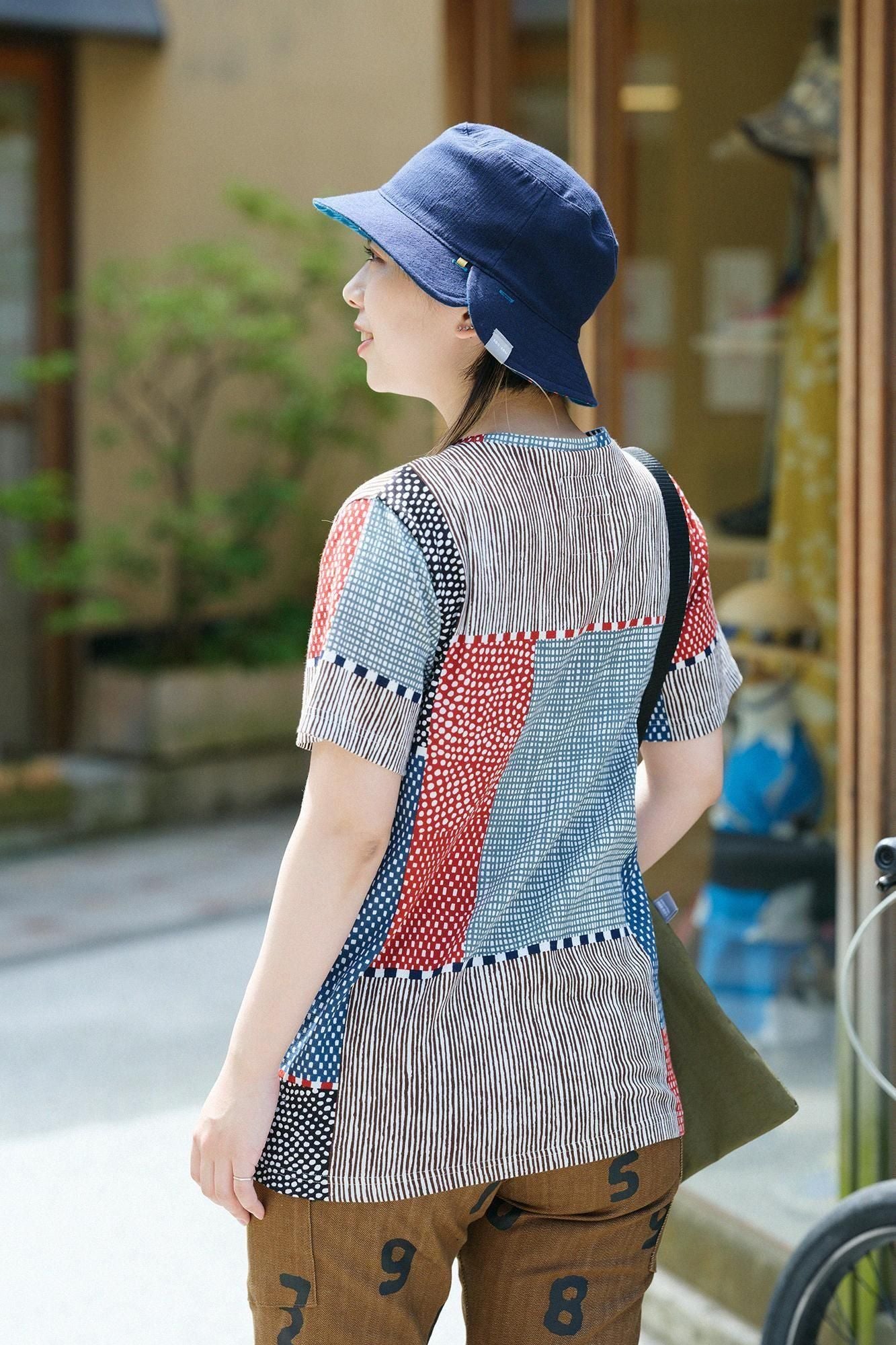 高島縮棉 40/40短袖T-shirt /點線桂