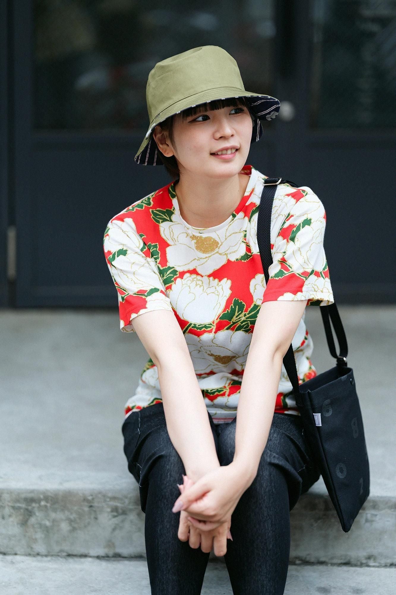 Takashima chiku 40/40短袖T恤/牡丹花（botan hanasaku）