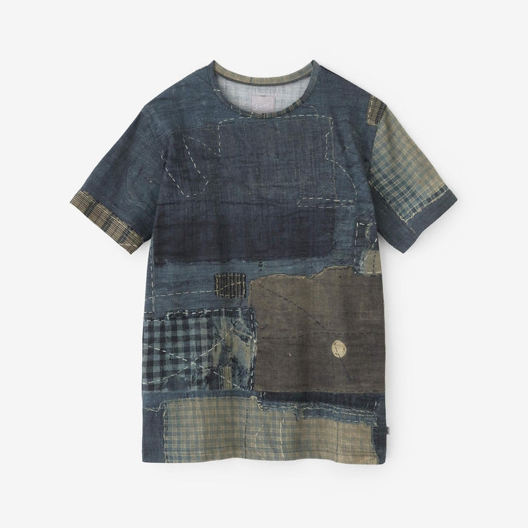 【7月7日頃発送予定】高島縮 40/40 半袖Tシャツ／BORO IJ