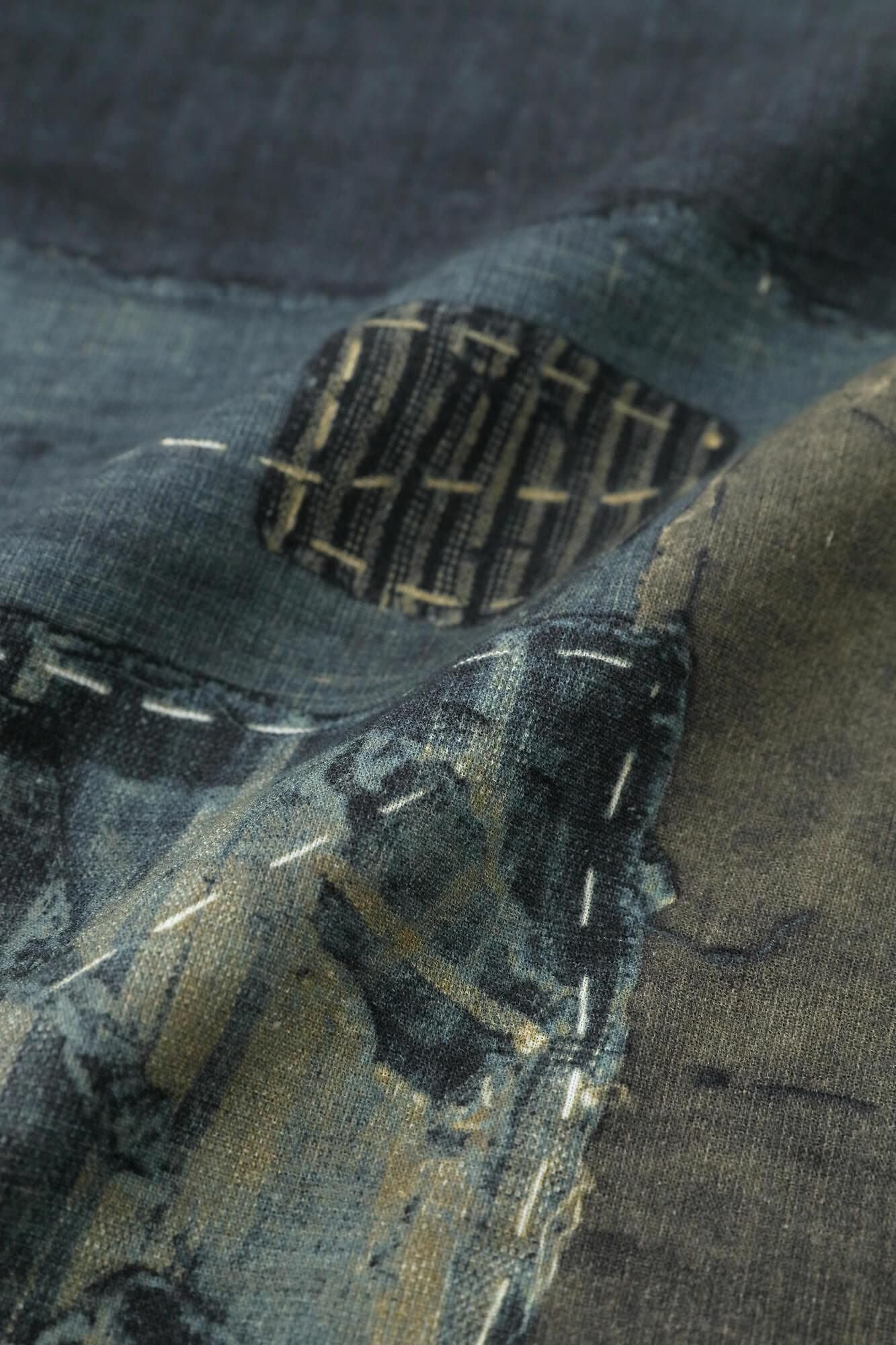 高島縮棉 40/40短袖T-shirt ／ BORO IJ