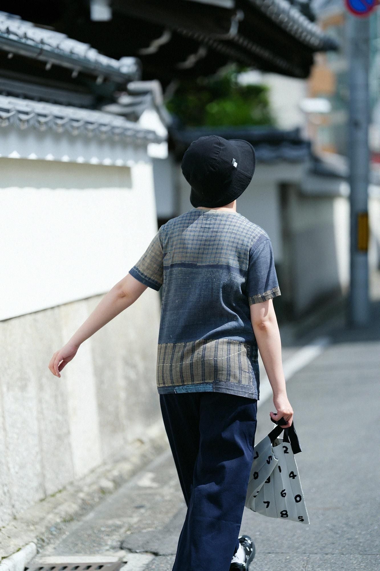 高島縮棉 40/40短袖T-shirt ／ BORO IJ