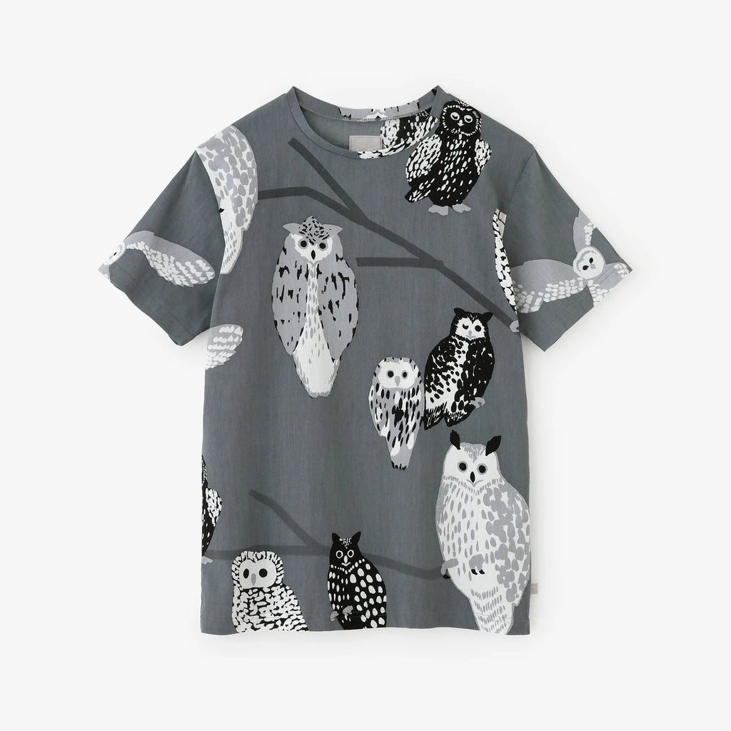 高島縮 40/40 半袖Tシャツ／ふくろう 夜長