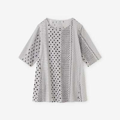 Chizimi Cotton 20/20 Elbow Length Sleeve Tunic / Hail Stripes