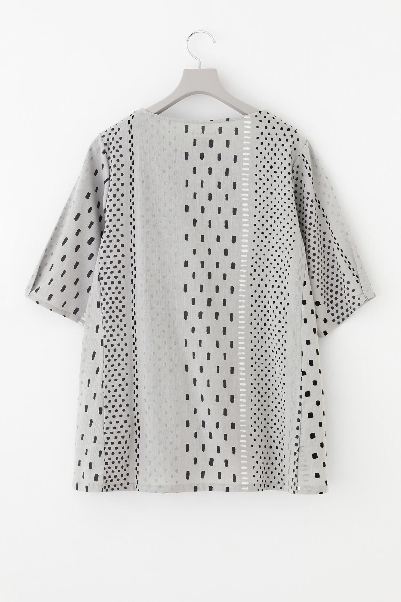 Chizimi Cotton 20/20 Elbow Length Sleeve Tunic / Hail Stripes