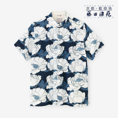 Chizimi Cotton 20/20 Ainasen Stand Collar Short Sleeve Shirt SP / Peony Blossom