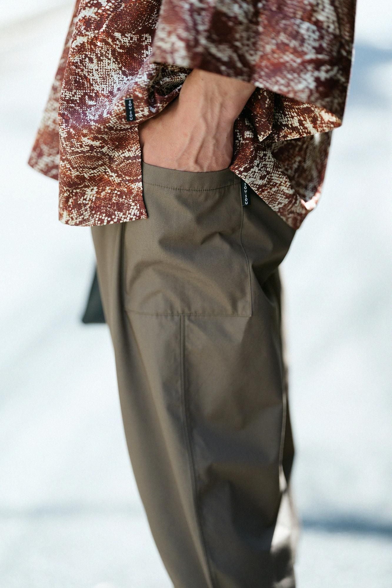 Long Staple Cotton Typewriter Cloth Harem Pants / Deep Tea Brown