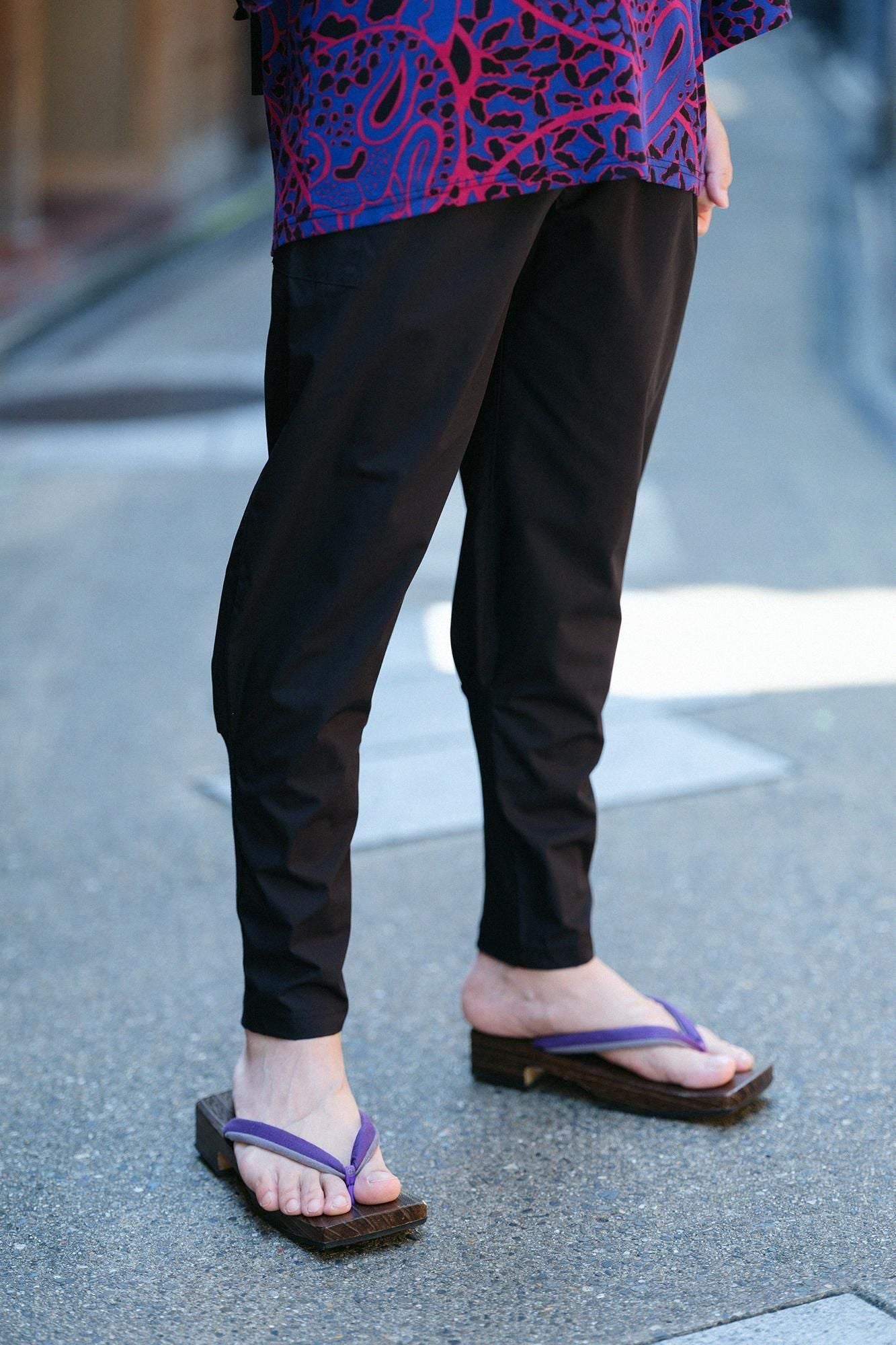 Long Staple Cotton Typewriter Cloth Harem Pants / Black