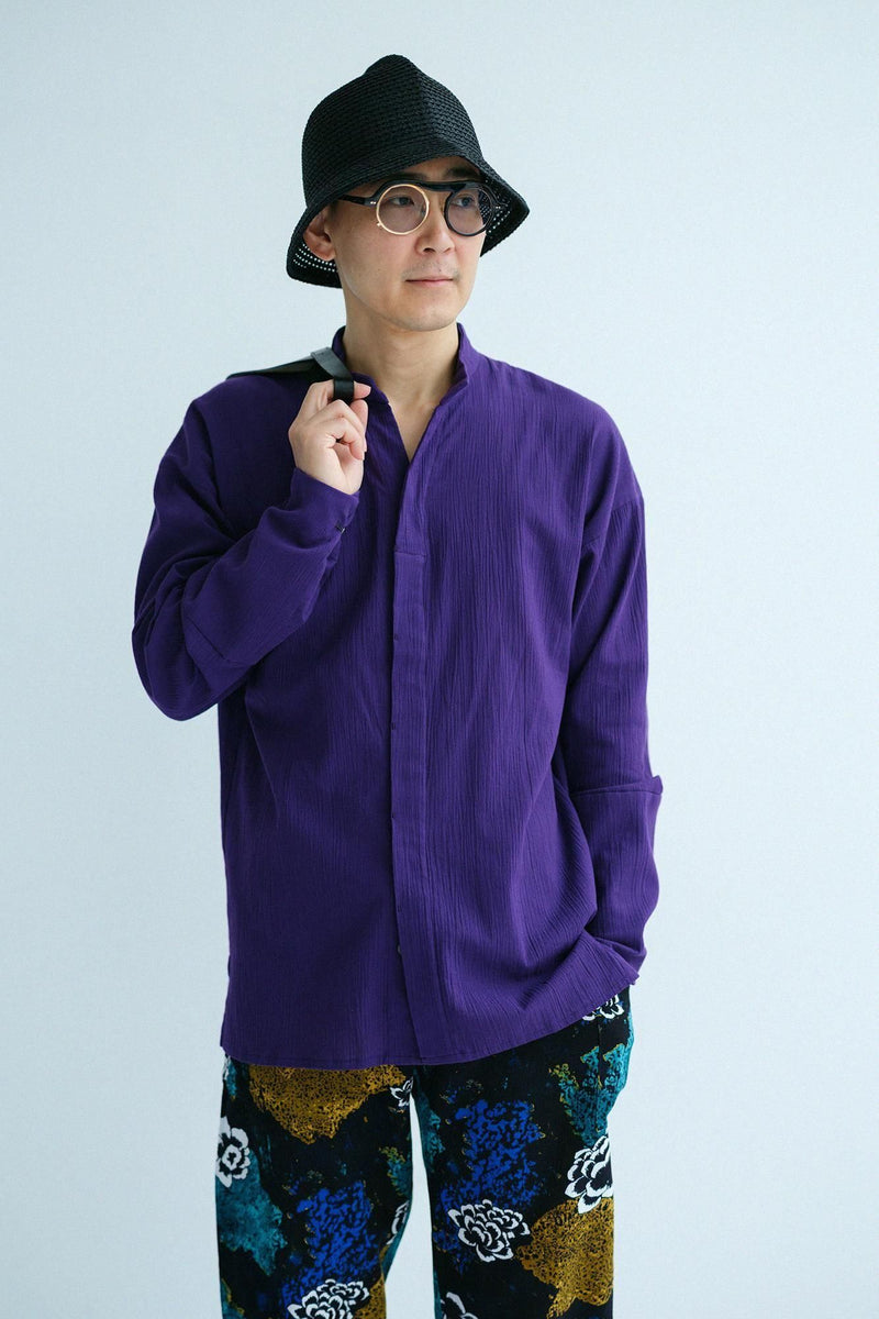 高岛时事 立领筒袖长袍