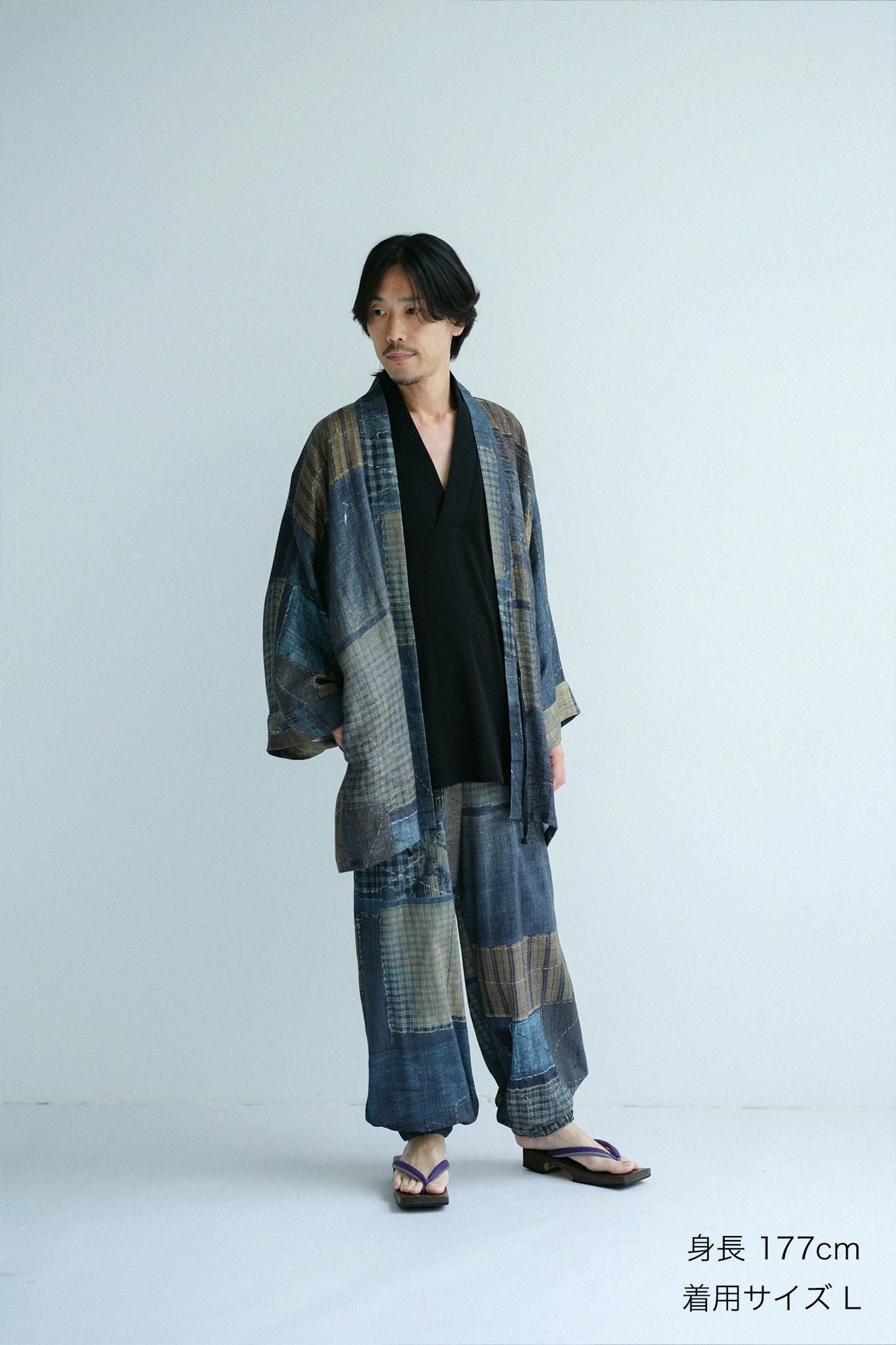 sou sou 高島縮 半纏、上衣、下衣 セット売り 高島縮 作務衣 下