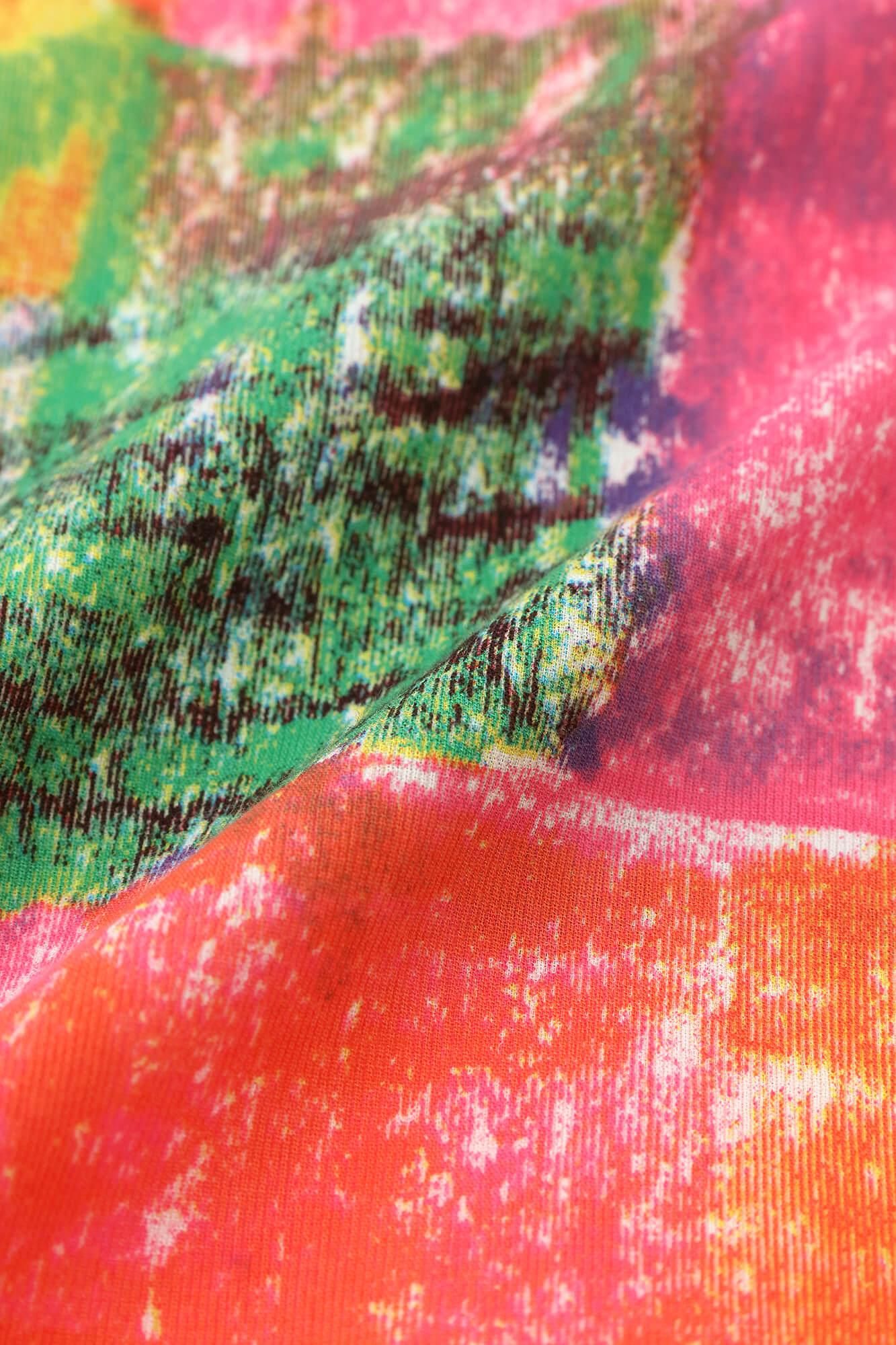 Chizimi Cotton 40/40 V-neck Shirt Elbow Length Sleeve / Flower Garden