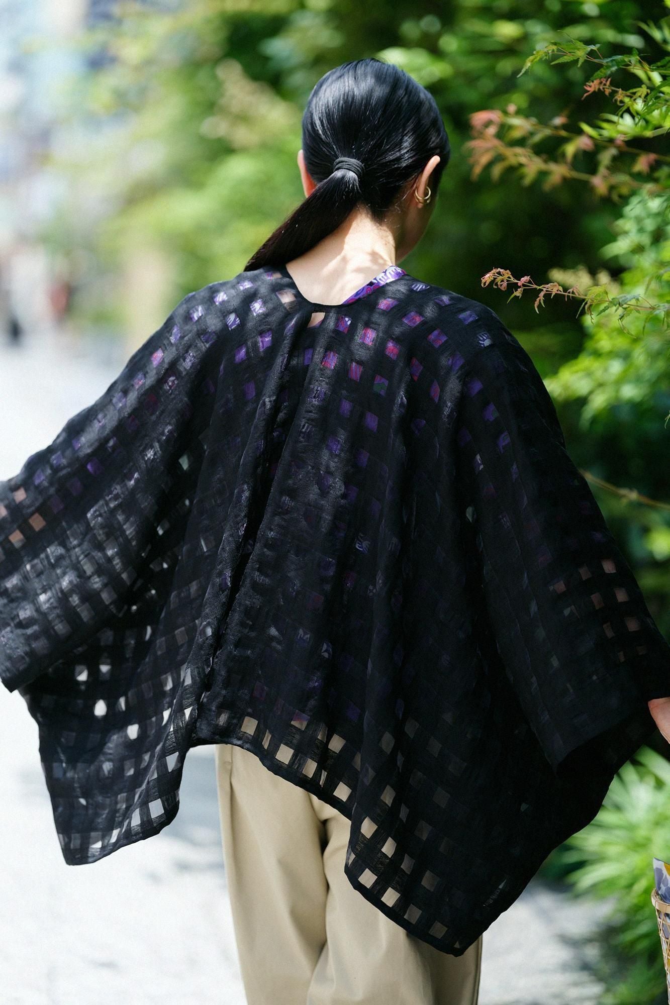 亚麻开放式晶格编织（koshioki），两浴染色（nimizome），kisaragi，短长/木翼颜色（niyariro）