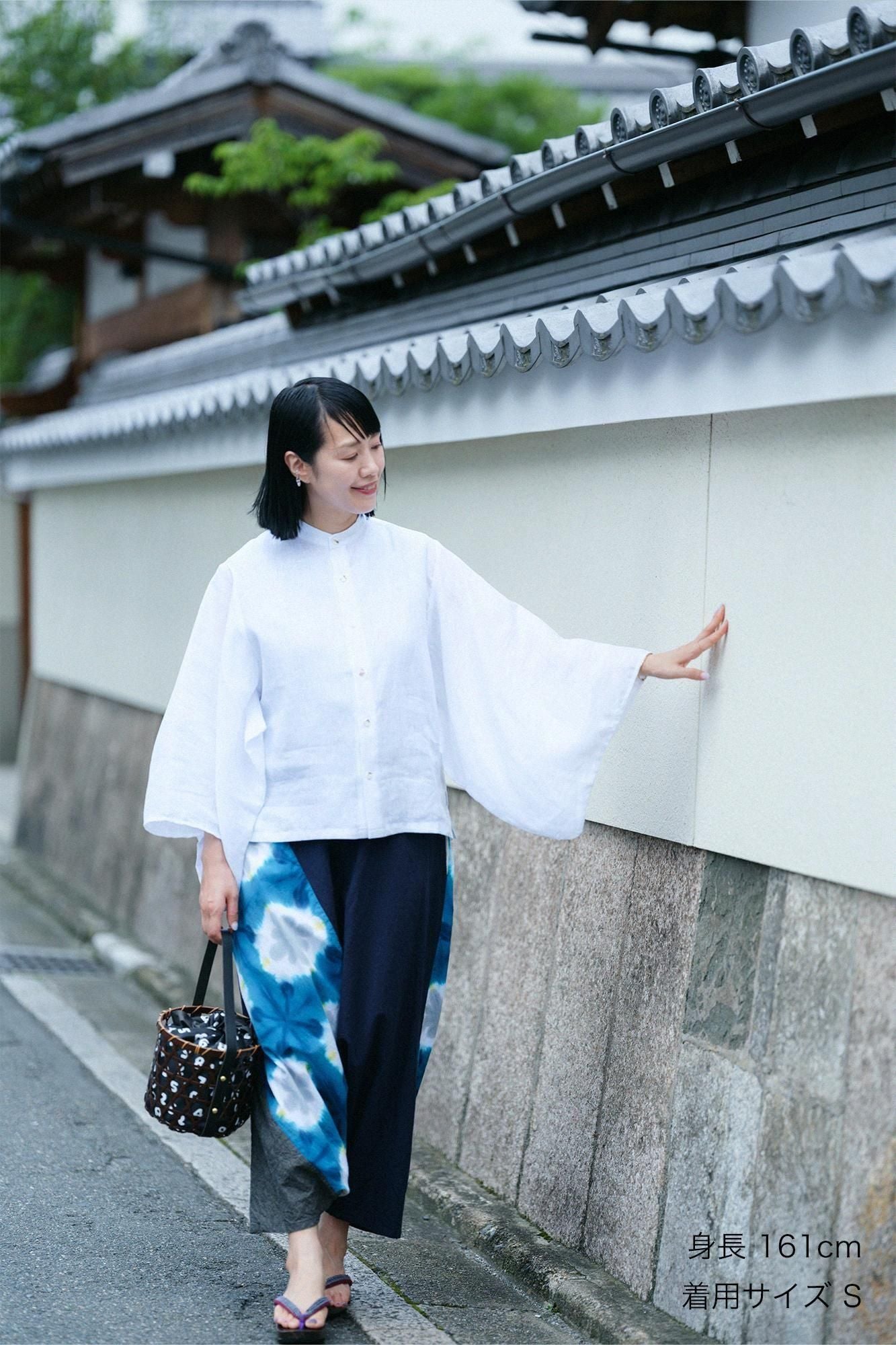まり木綿 有松鳴海絞り 伊勢木綿 20/20 麻混 富士（ふじ） ／雪花