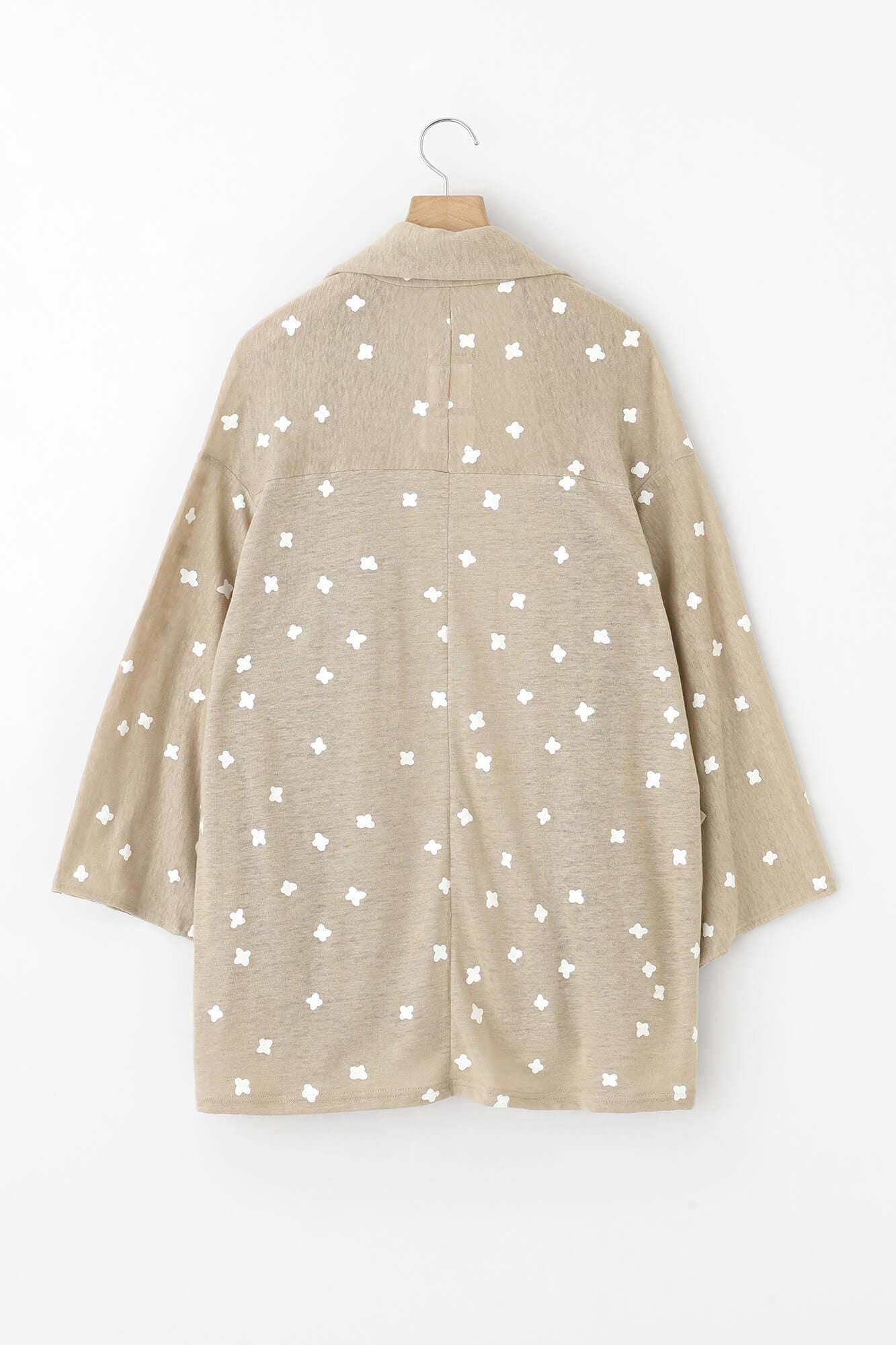 Cotton-linen Blend(Menasa) Knit(Ami) Kimono Sleeve Cardigan(childsignDesaya)/Small Scattered Flowers Beige