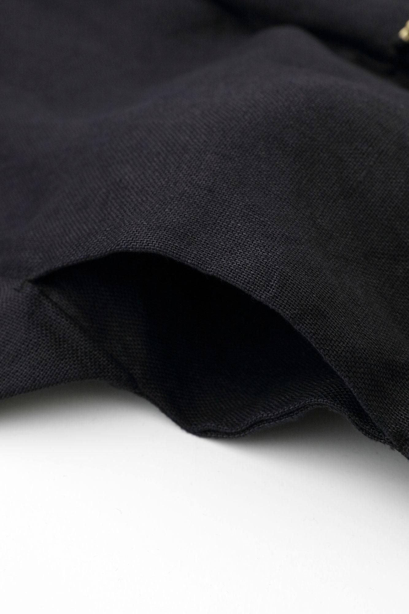 近清紮染 麻紗 梯形袖 短外套 单／单。分層染 黑色×亞麻色