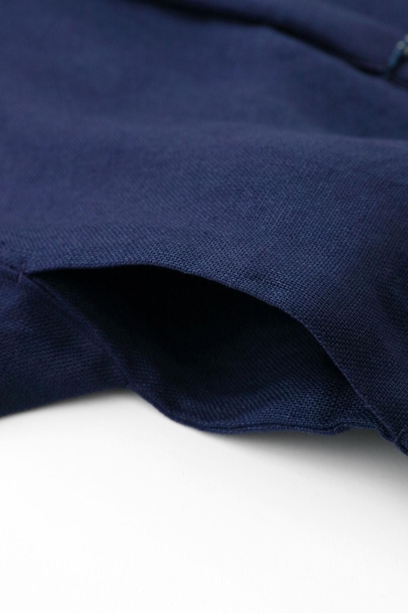 【官網限定】近清紮染 麻紗 梯形袖 短外套 單層／分層染深藍色×紅色