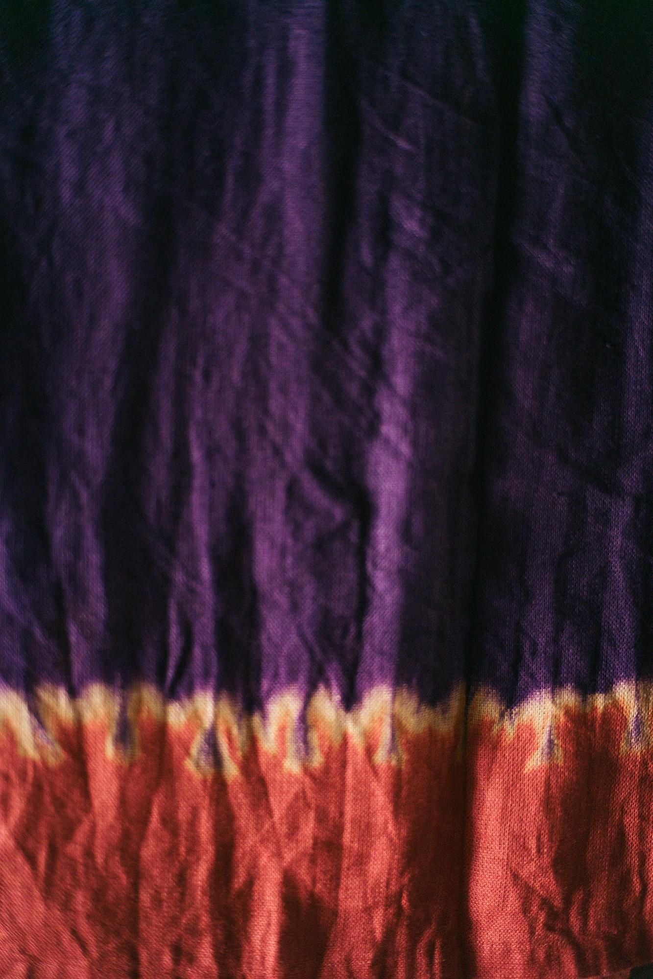 【官網限定】近清紮染 麻紗 梯形袖 短外套 單層／分層染 深紫色×紫紅色