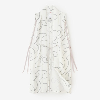 Jinbaori Shoulder Tuck Long / White Many Waves