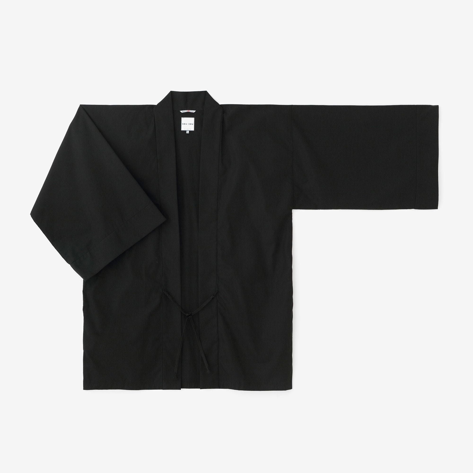 Typewriter Cloth Hanten Long-sleeved Jacket ShortHitoe/Black