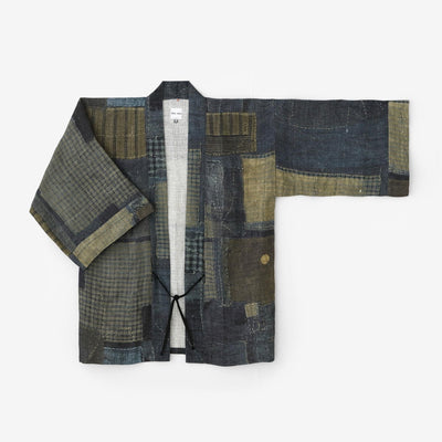 Linen Hanten Long-sleeved Jacket Short Single Layer / BORO Different J