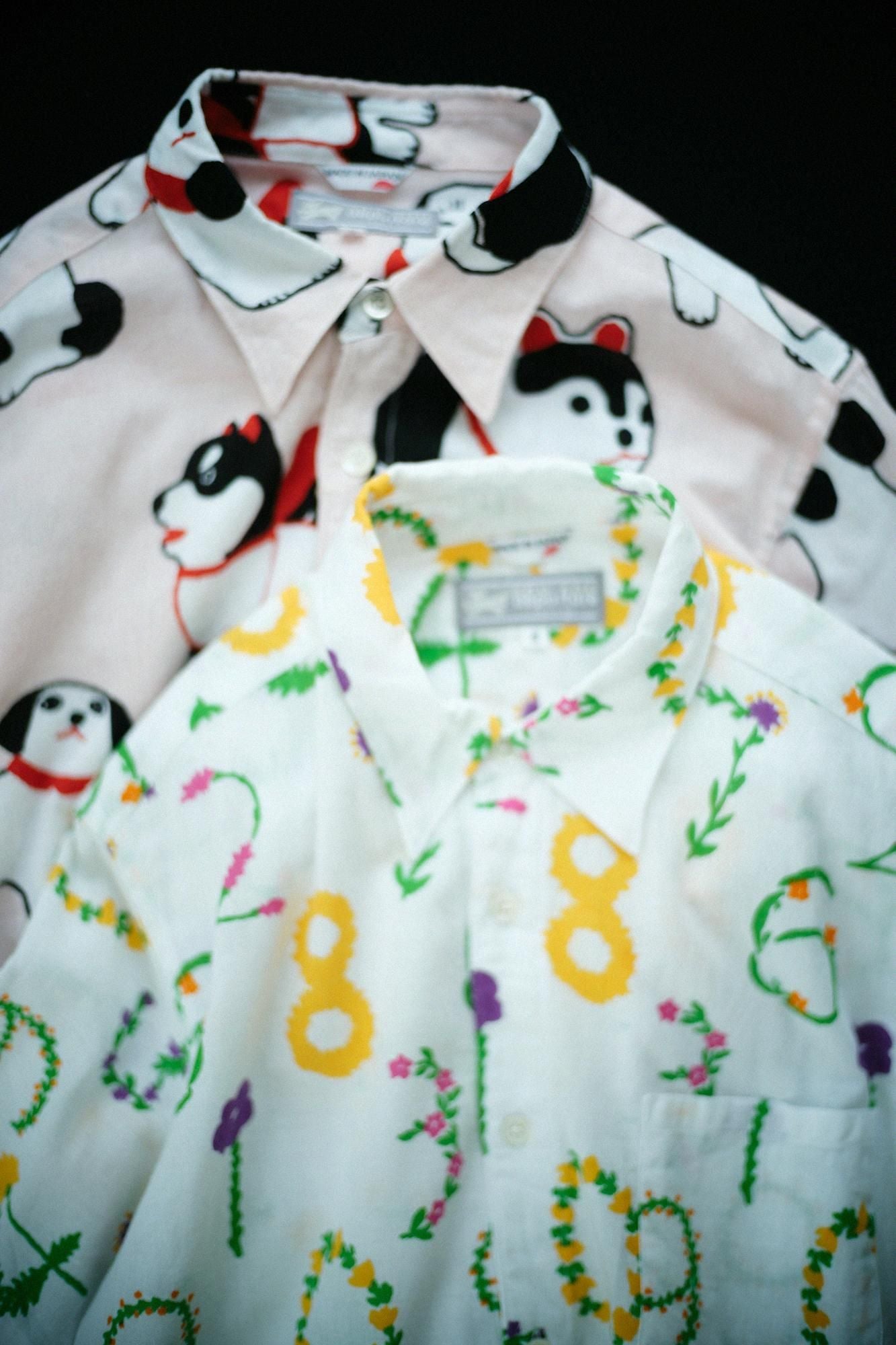 【net limited】Isemomen Cotton Bun／/ Short Sleeve Shirt Floral Numbers