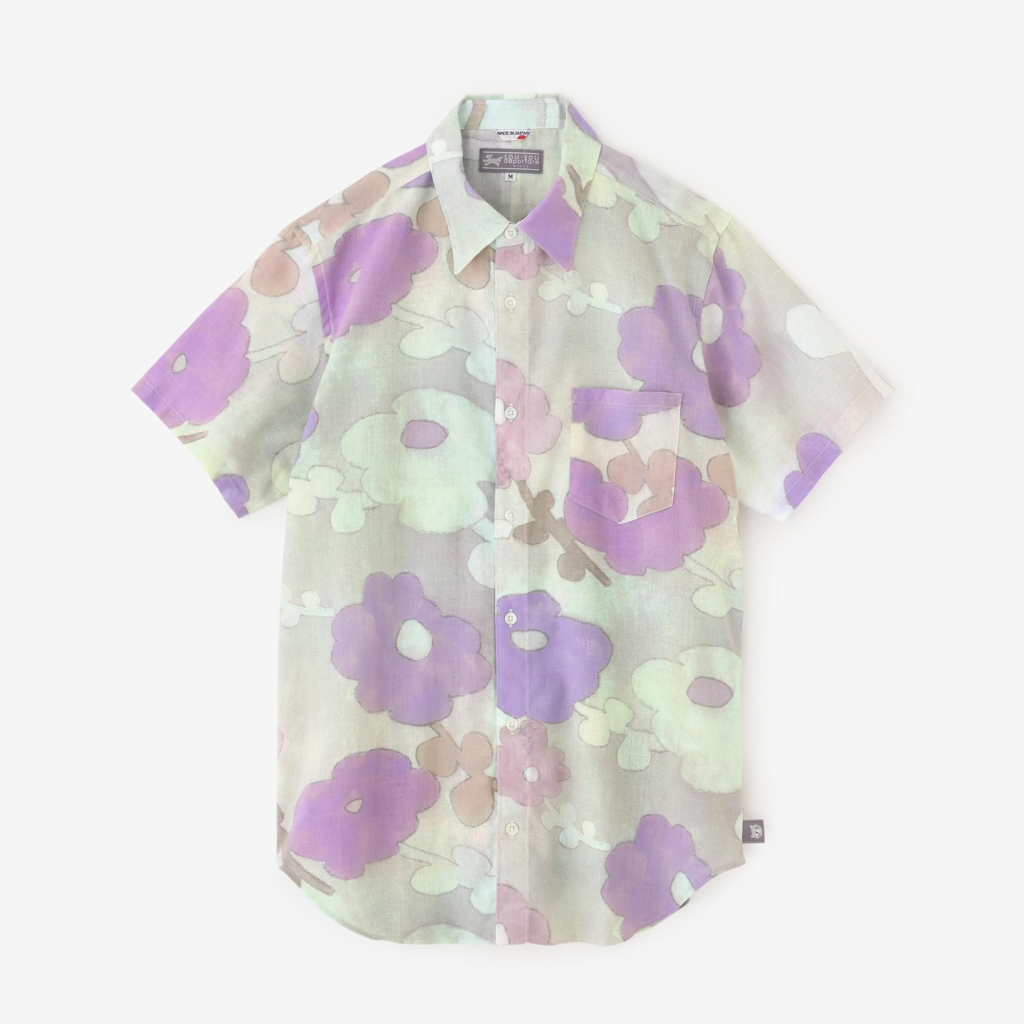 [En ligne uniquement] ISE Texte de coton chemise à manches courtes / mokage