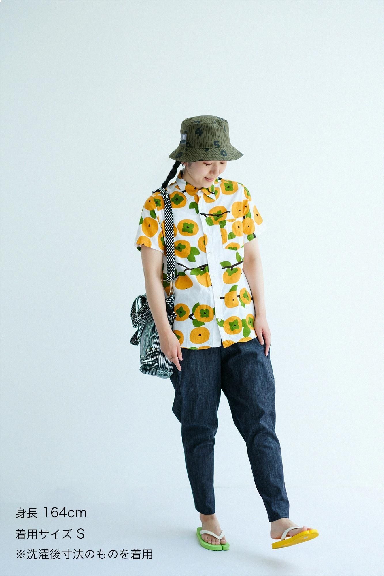 【net限定】伊勢木綿 文（ぶん） 半袖シャツ／柿（かき）