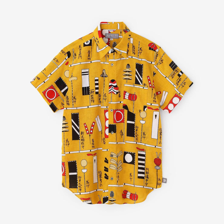【net limited】Isemomen Cotton Bun Short Sleeve Shirt / Shosho Seiki Zu / Designs of Banners and Standards of Various Generals