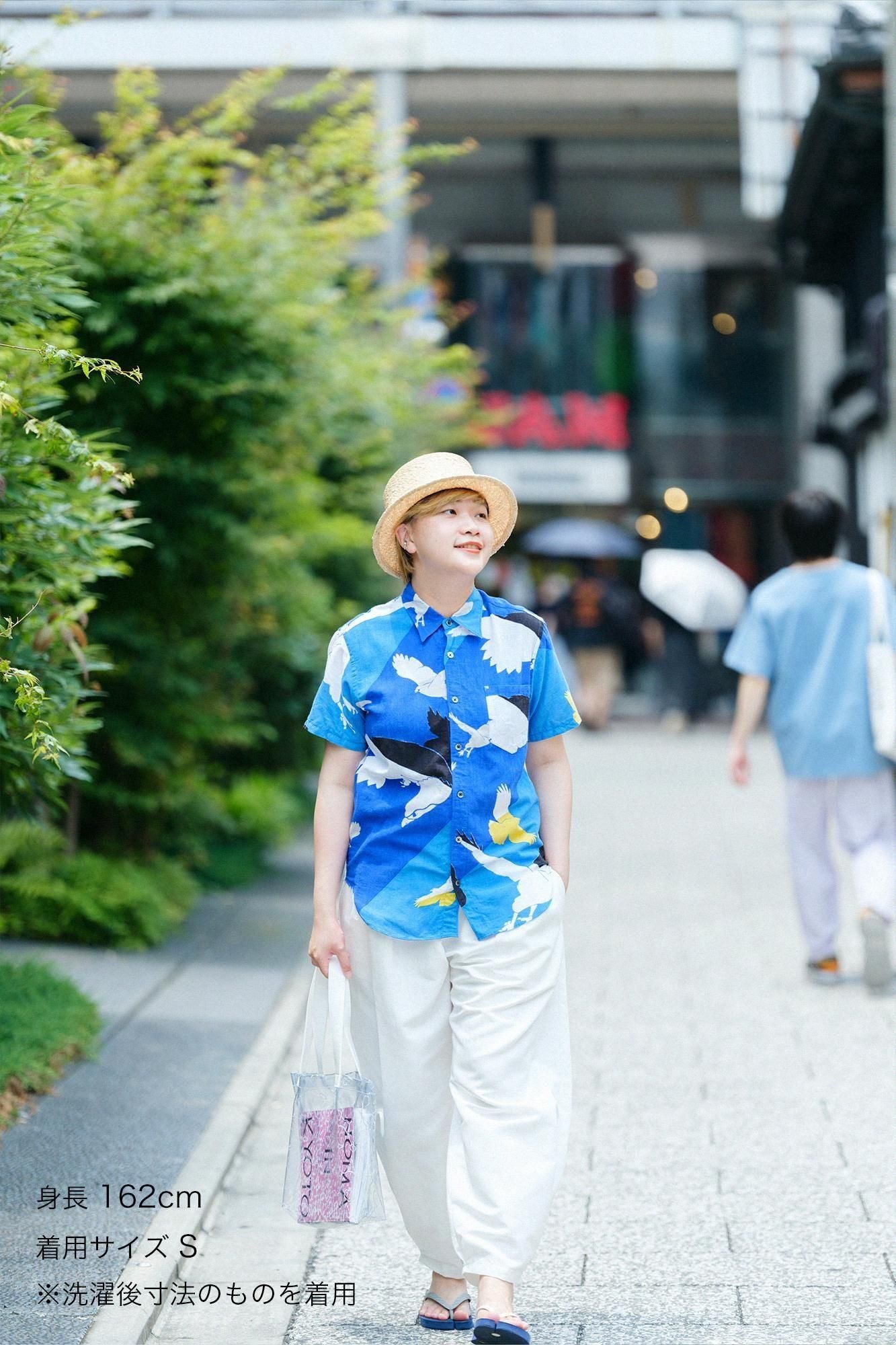 net限定】伊勢木綿 文（ぶん） 半袖シャツ／鷹（たか）